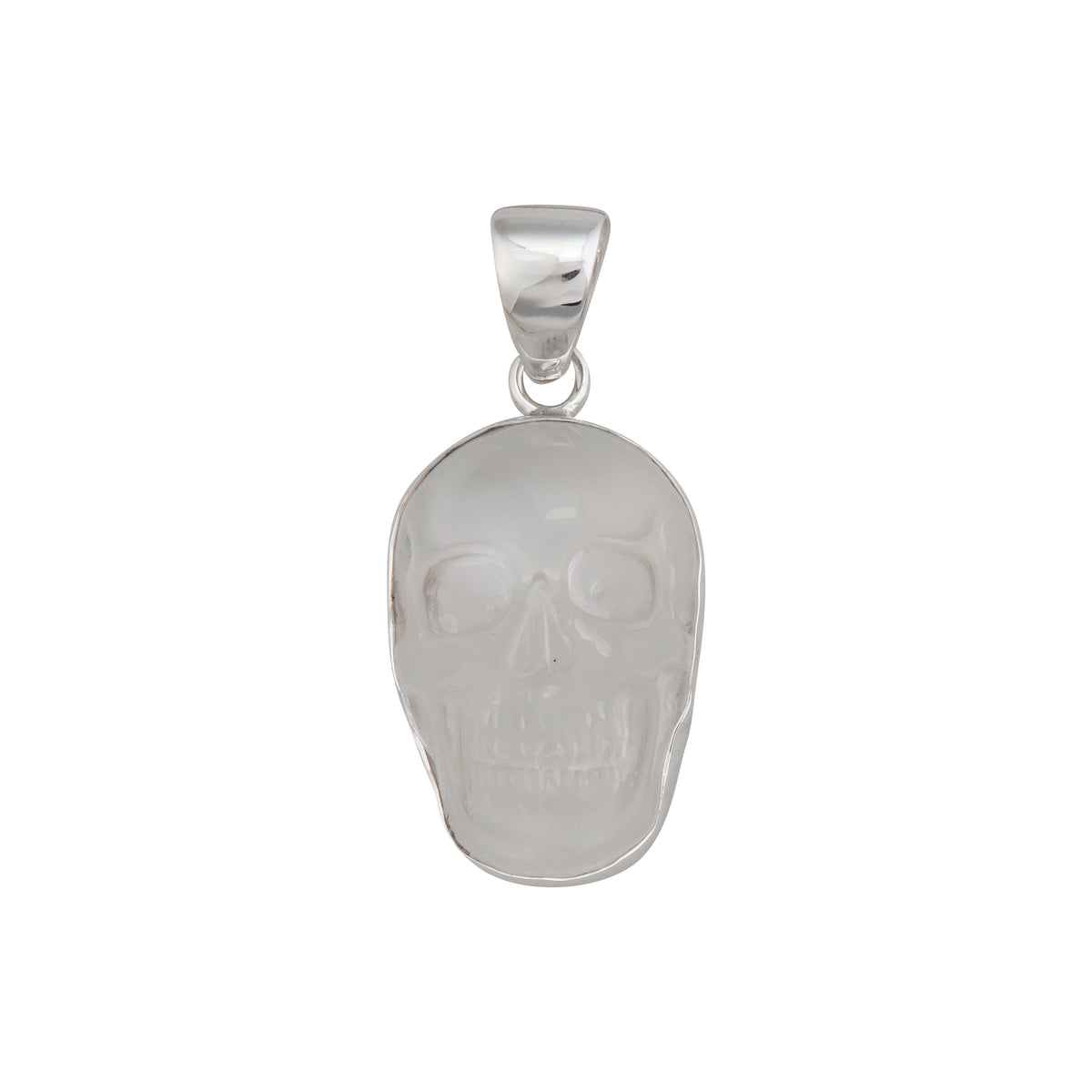 Sterling Silver Small Skull Pendant - Clear Quartz | Charles Albert Jewelry