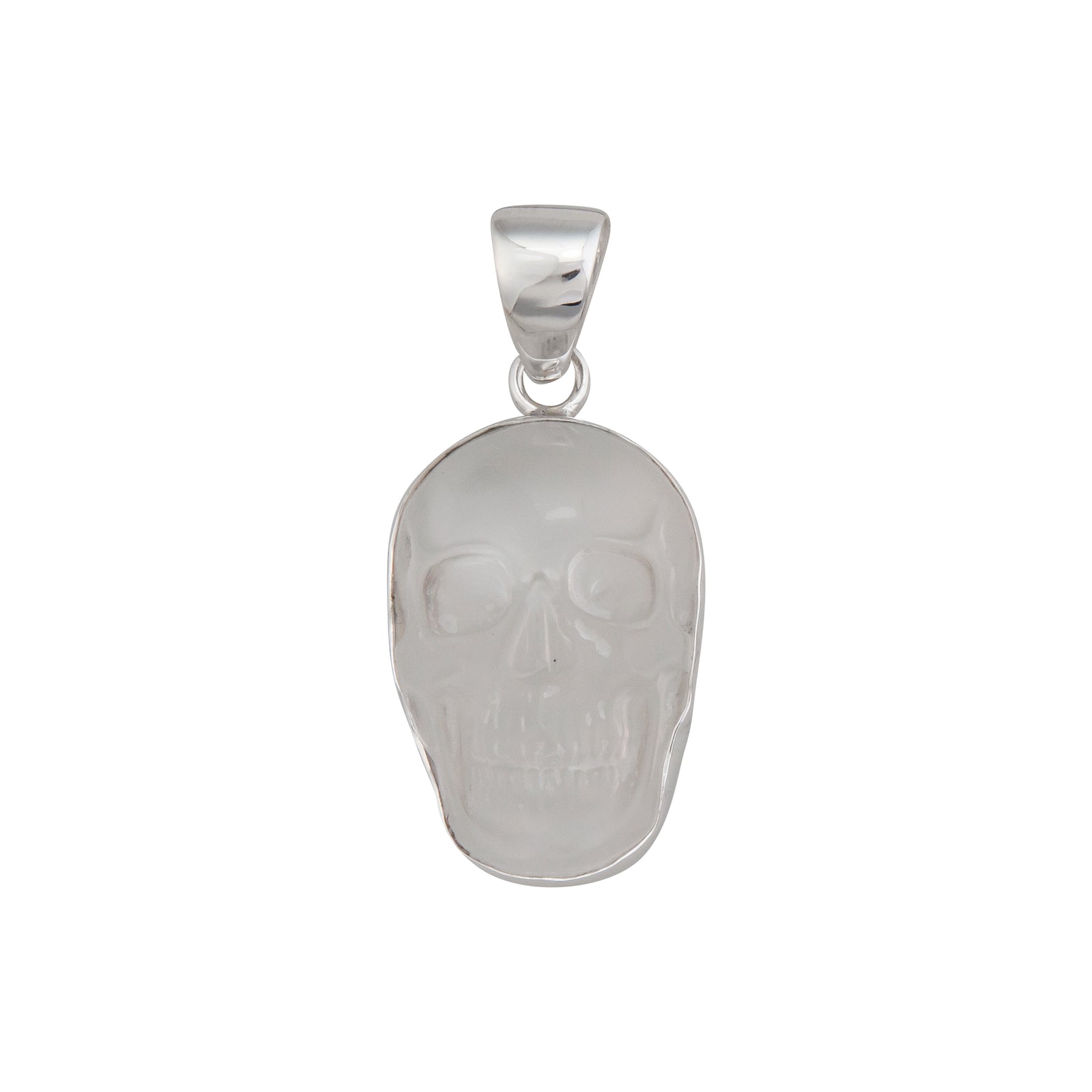 Sterling Silver Small Skull Pendant - Clear Quartz | Charles Albert Jewelry