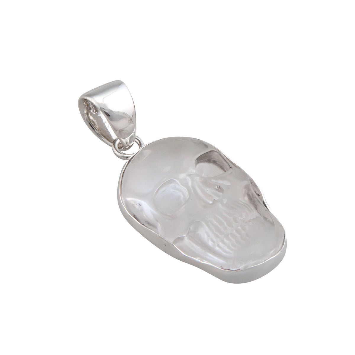 Sterling Silver Small Skull Pendant - Clear Quartz | Charles Albert Jewelry