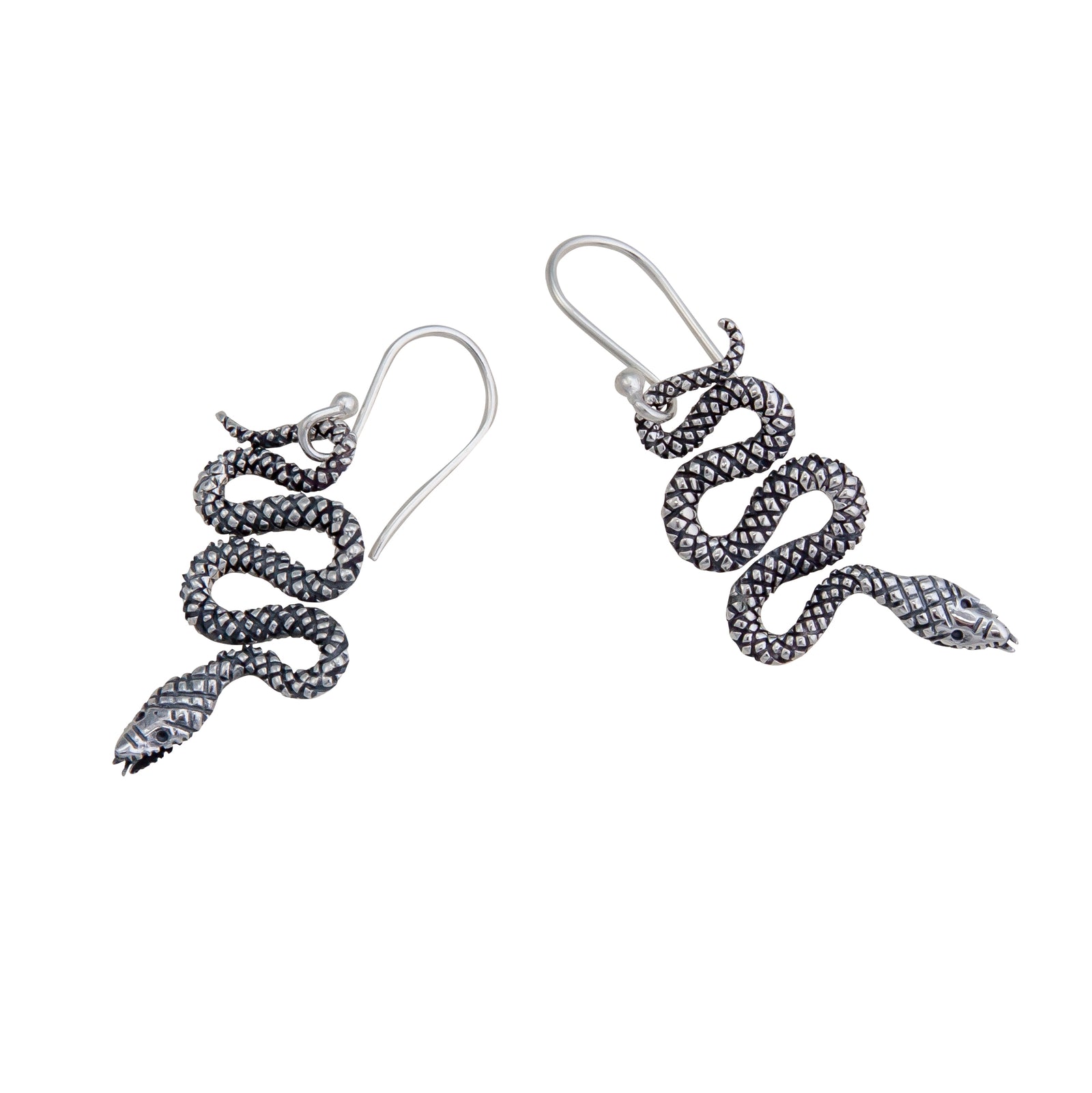 Sterling Silver Snake Drop Earrings | Charles Albert Jewelry