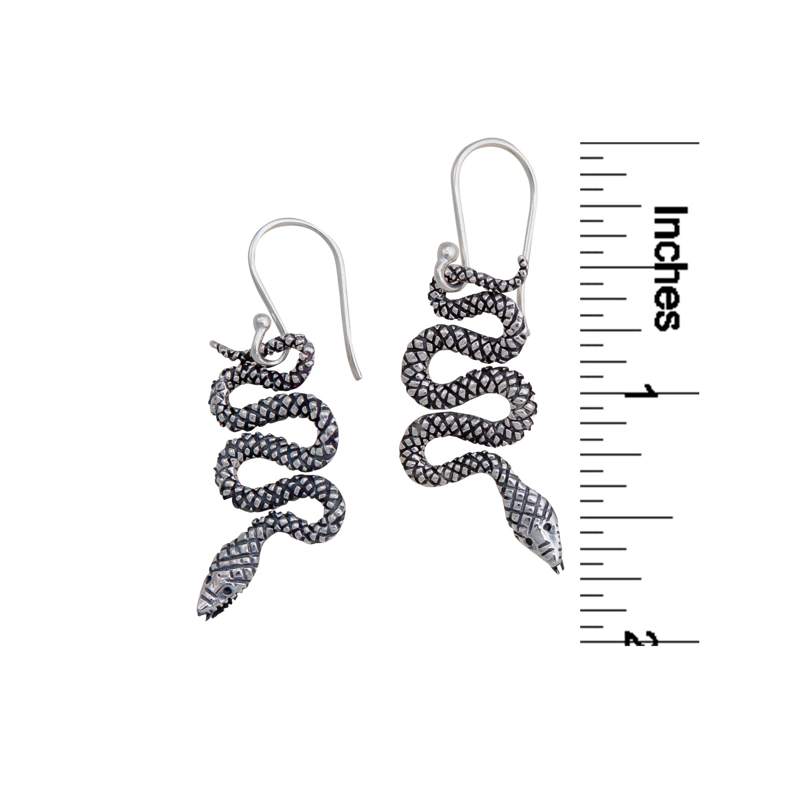 Sterling Silver Snake Drop Earrings | Charles Albert Jewelry