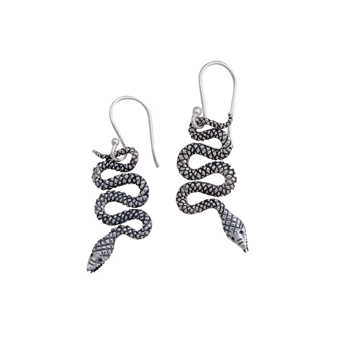 Sterling Silver Snake Drop Earrings | Charles Albert Jewelry