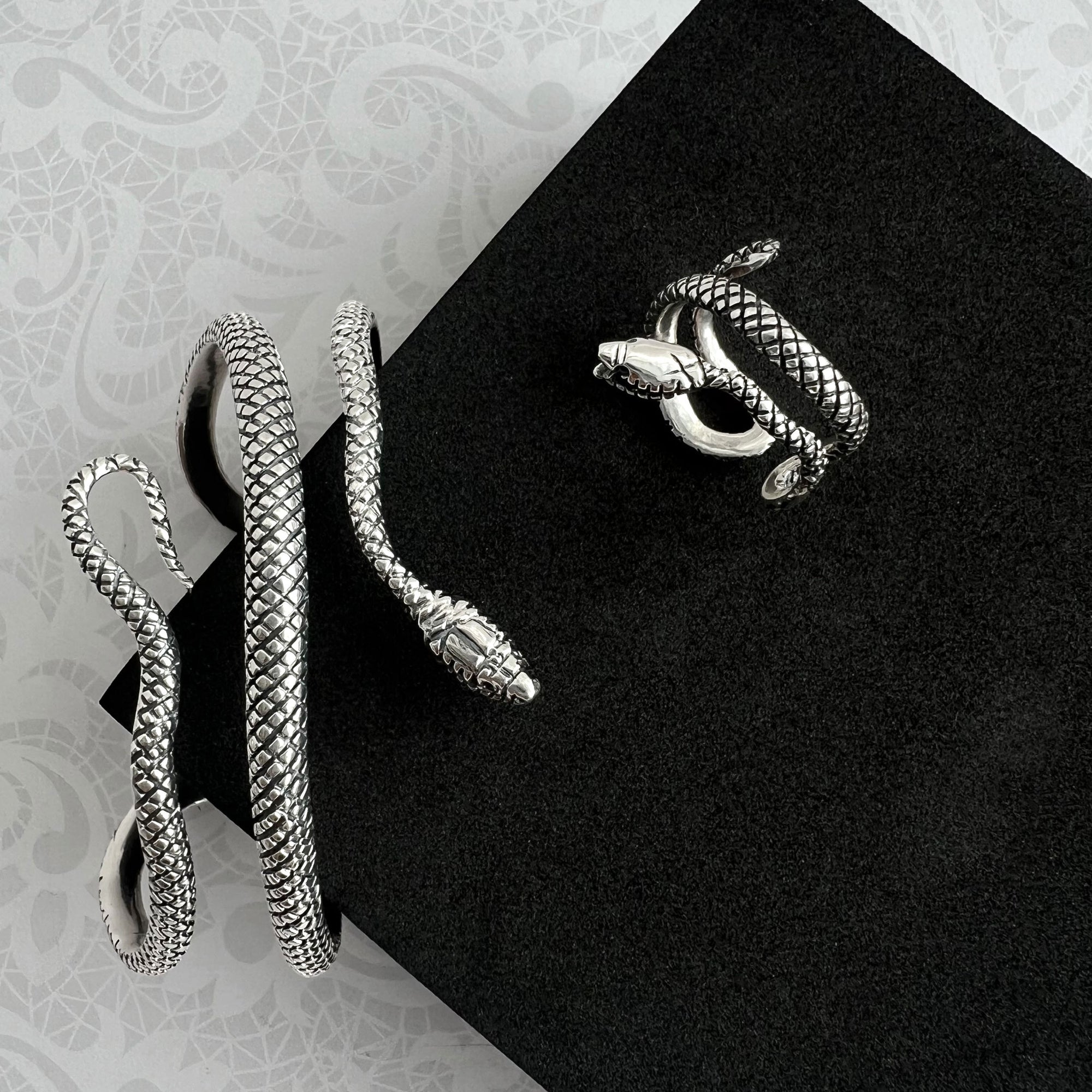 Sterling Silver Snake Oxidized Cuff | Charles Albert Jewelry