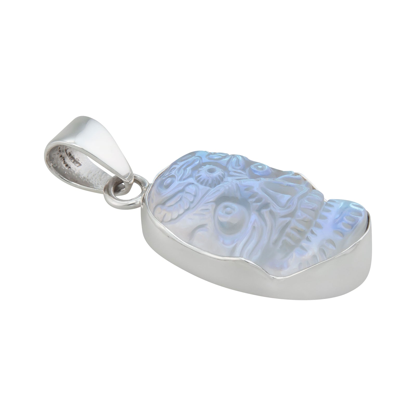 Sterling Silver Sugar Skull Luminite Pendant | Charles Albert Jewelry