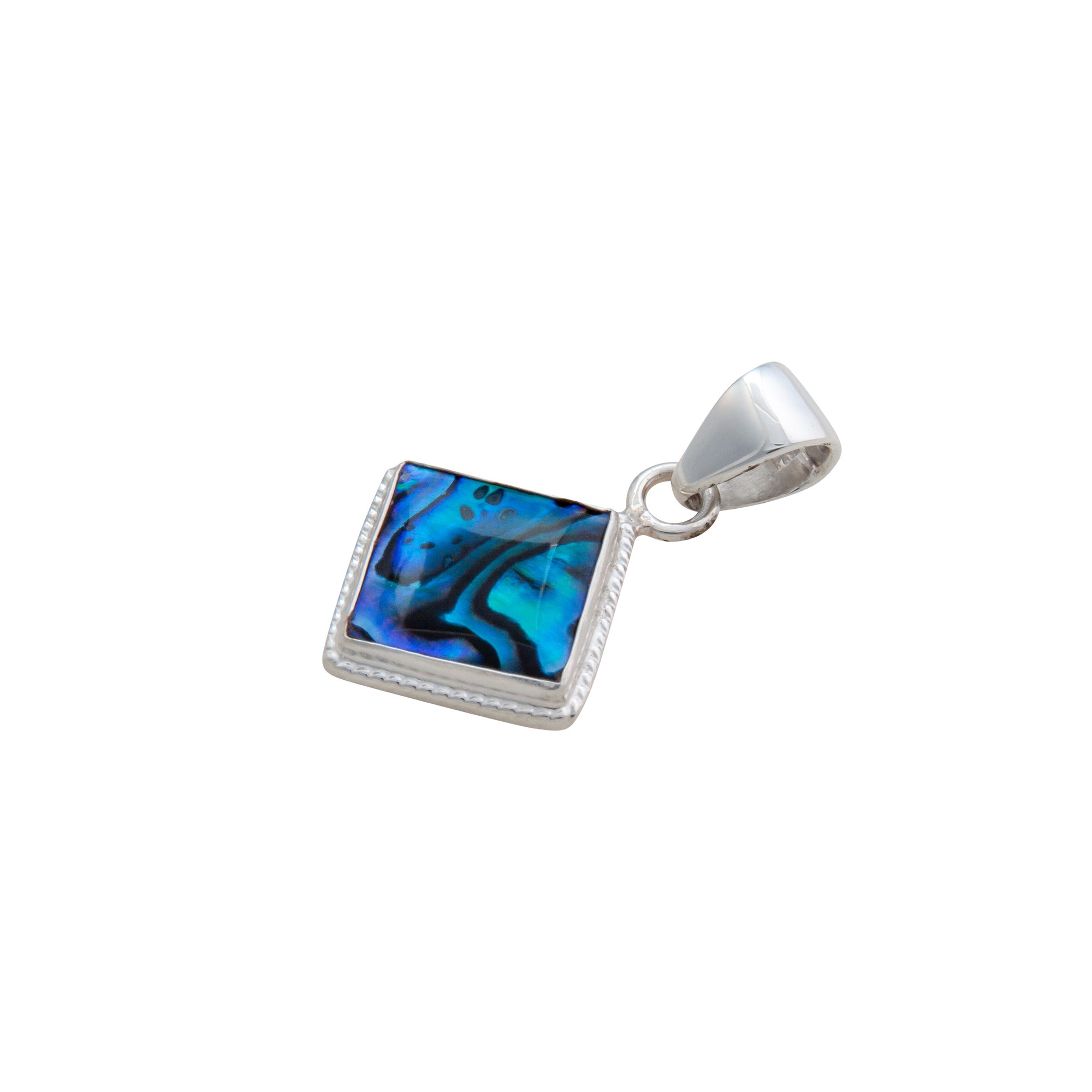 Sterling Silver Teal Abalone Rope Pendant | Charles Albert Jewelry