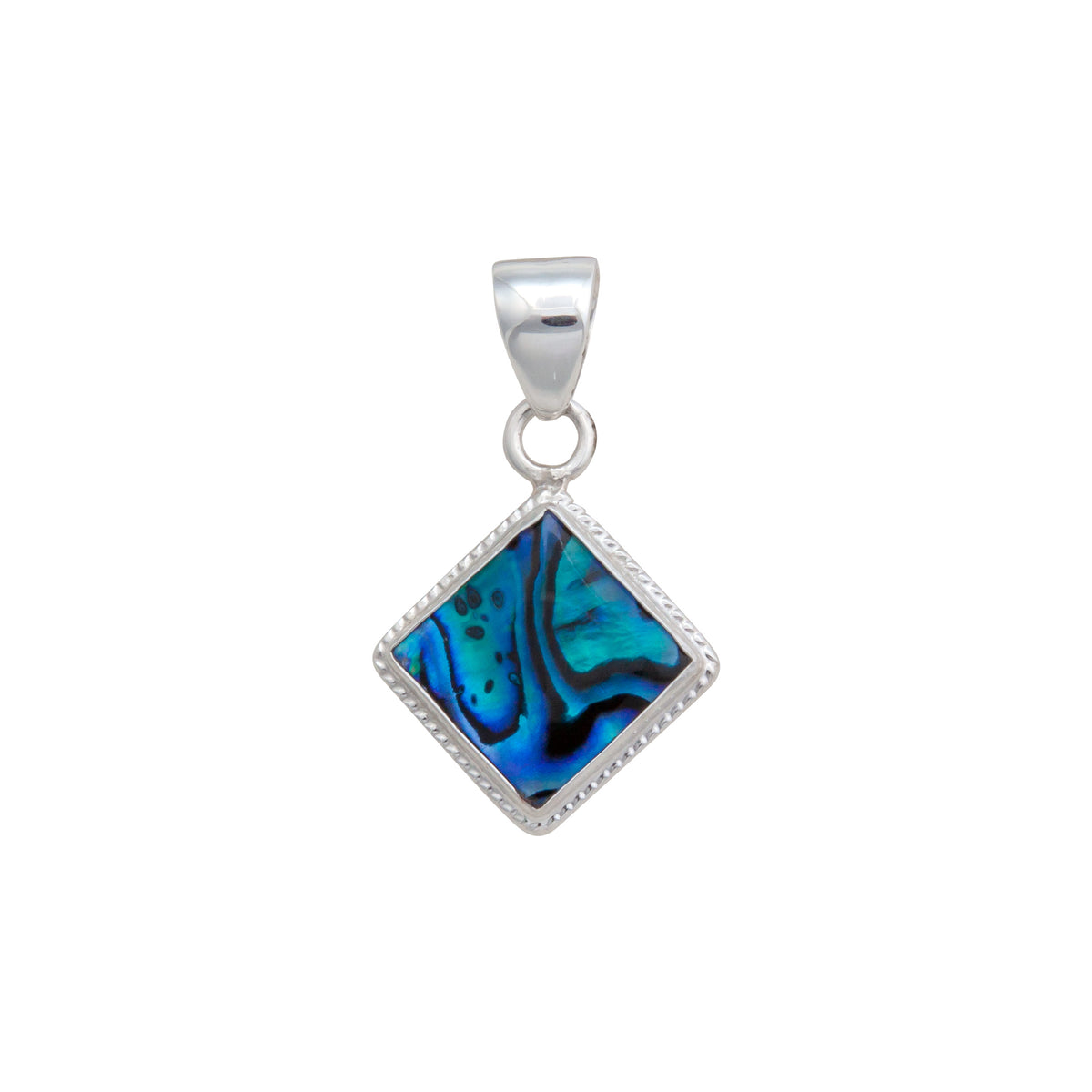 Sterling Silver Teal Abalone Rope Pendant | Charles Albert Jewelry