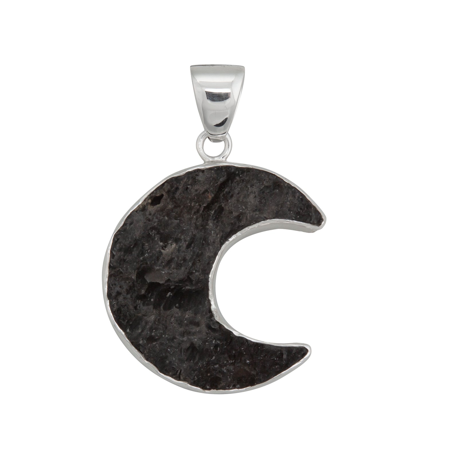 Sterling Silver Tektite Moon Pendant | Charles Albert Jewelry