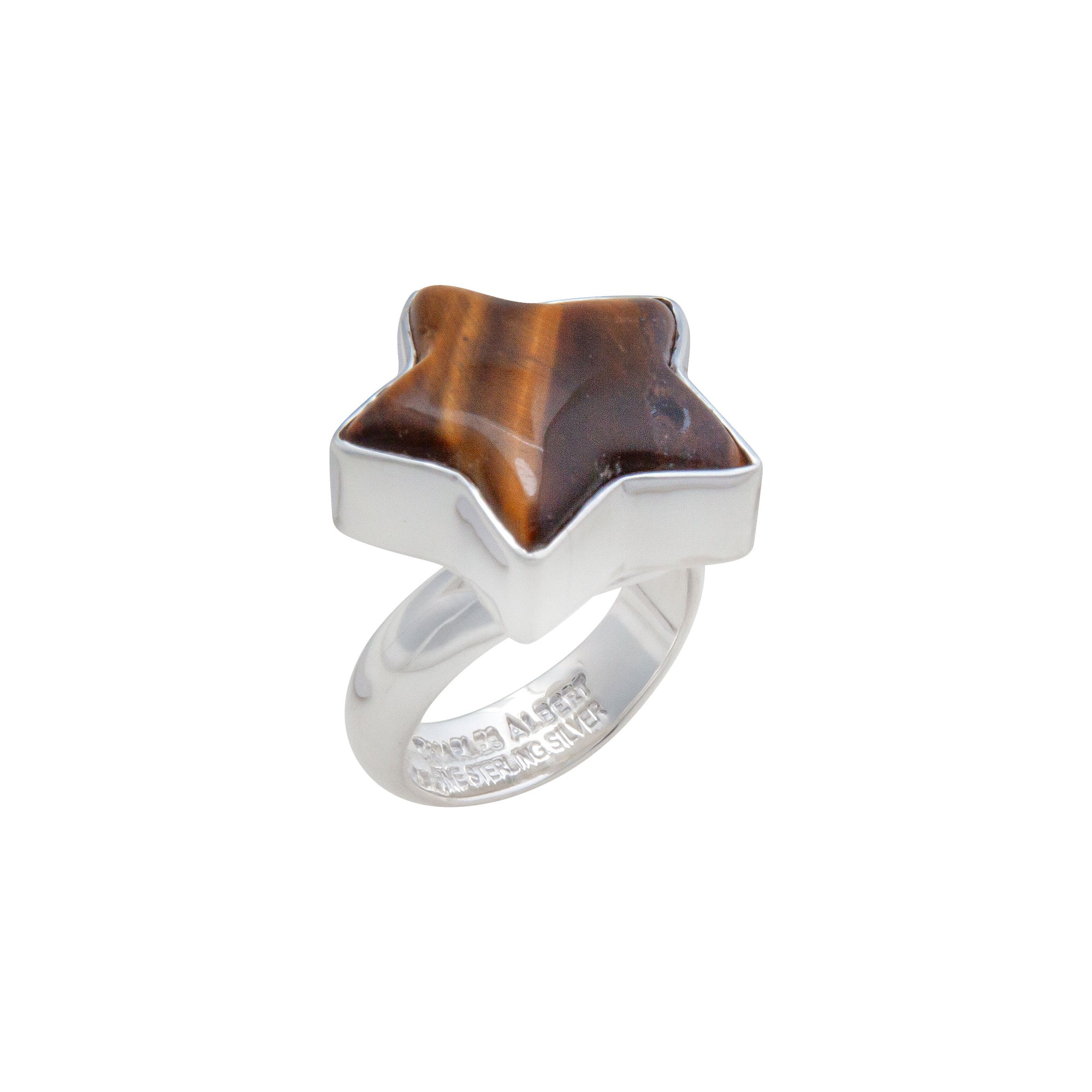 Sterling Silver Tiger Eye Star Adjustable Ring | Charles Albert Jewelry