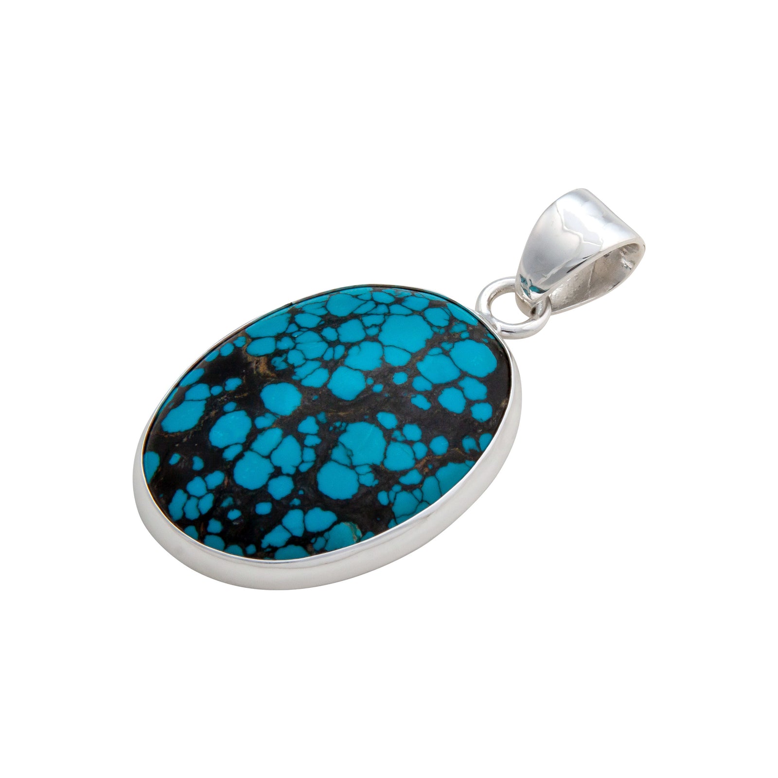 Sterling Silver Turquoise Oval Pendant | Charles Albert Jewelry