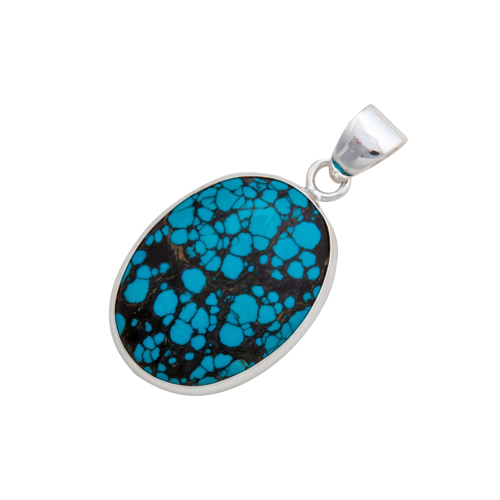 Sterling Silver Turquoise Oval Pendant | Charles Albert Jewelry