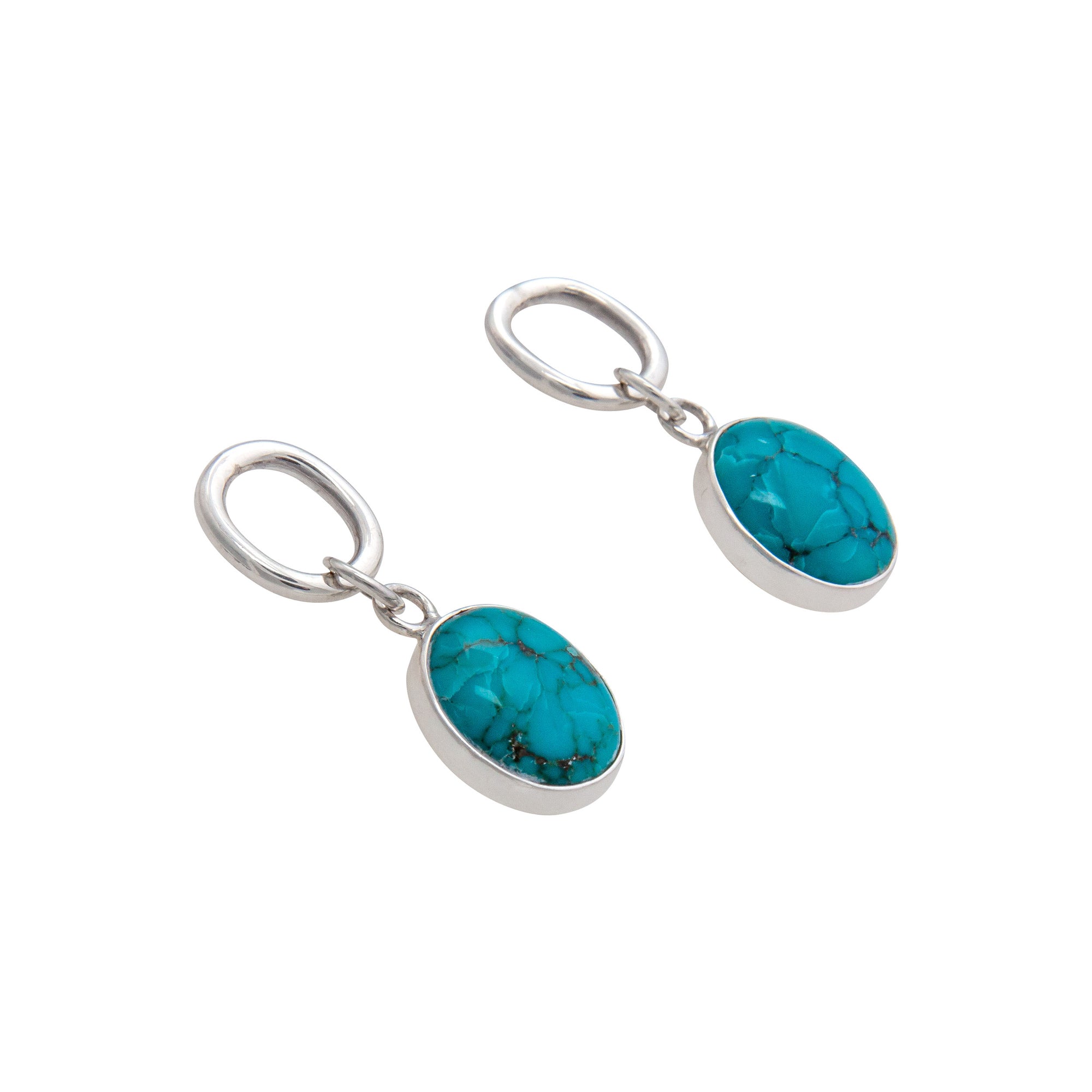 Sterling Silver Turquoise Oval Post Earrings | Charles Albert Jewelry