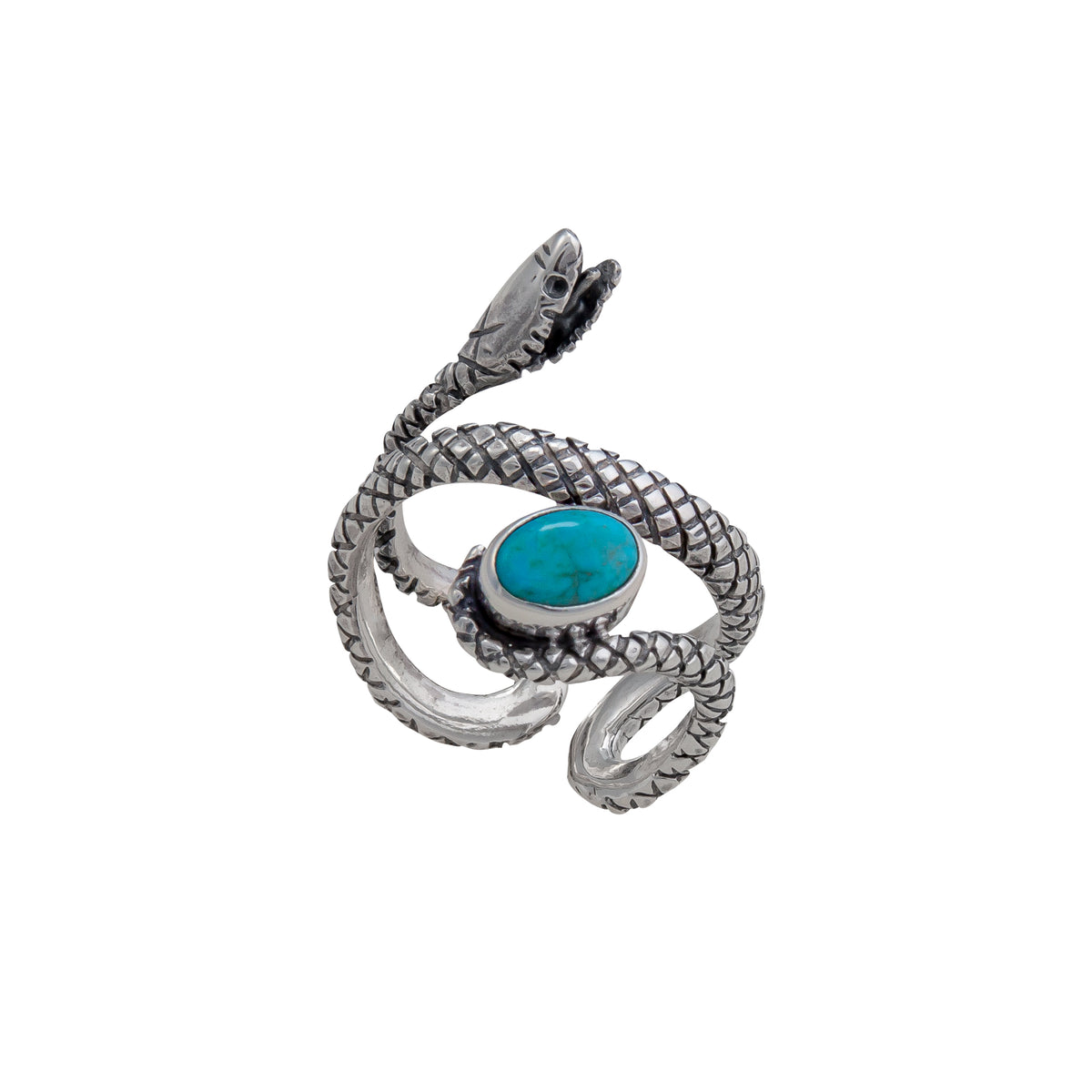 Sterling Silver Turquoise Snake Adjustable Ring | Charles Albert Jewelry