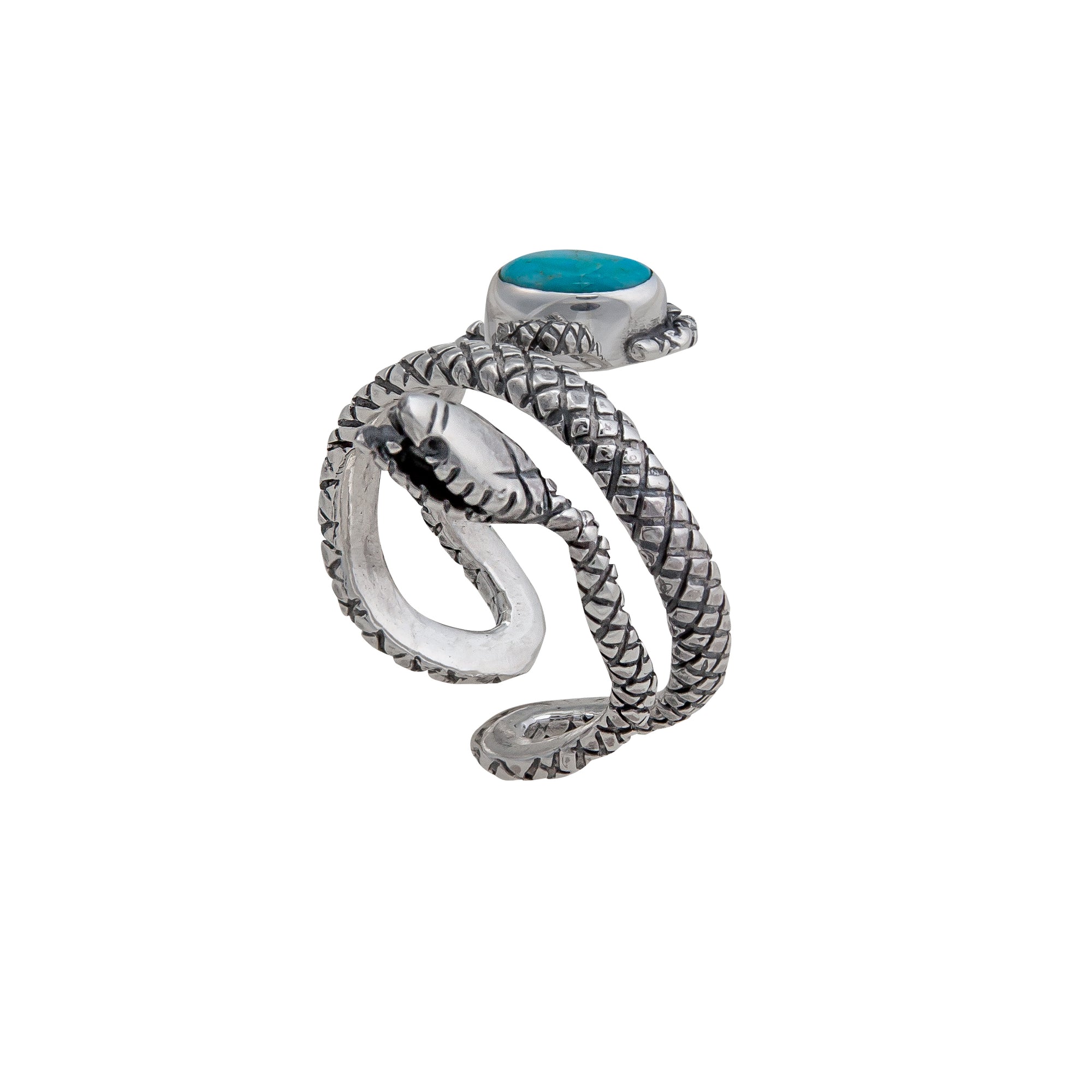 Sterling Silver Turquoise Snake Adjustable Ring | Charles Albert Jewelry