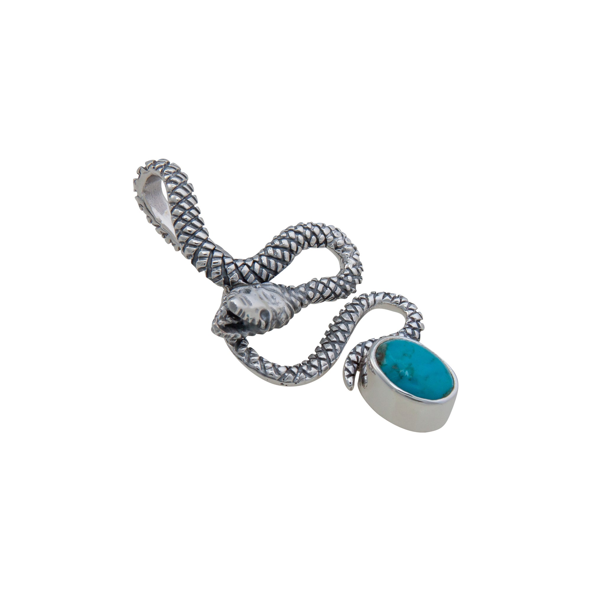 Sterling Silver Turquoise Snake Pendant | Charles Albert Jewelry