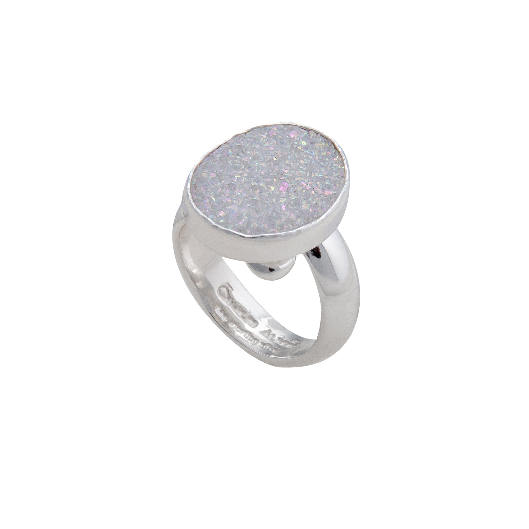 Sterling Silver White Druse Adjustable Ring | Charles Albert Jewelry