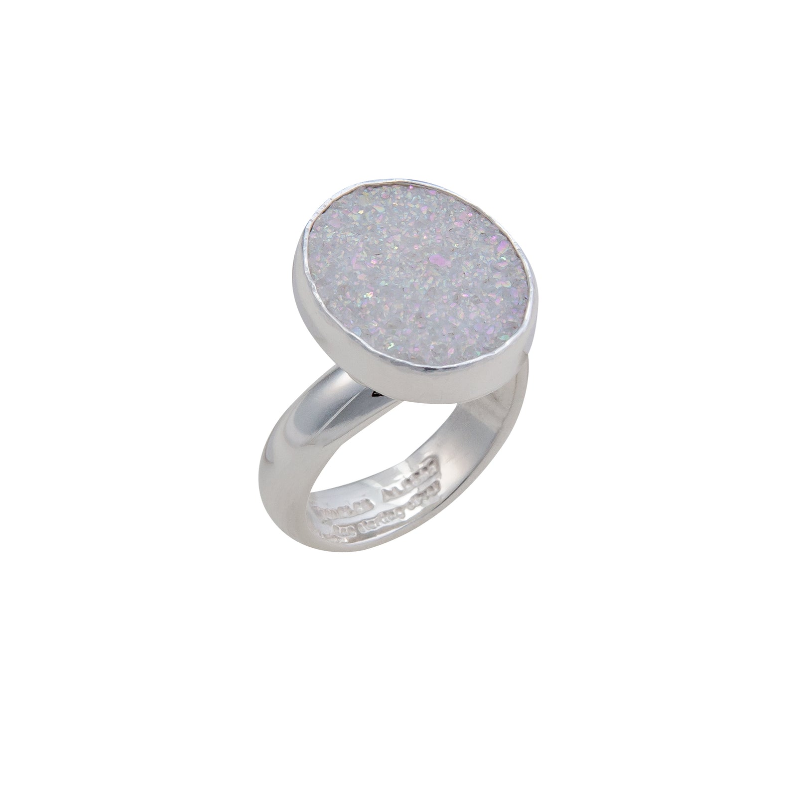 Sterling Silver White Druse Adjustable Ring | Charles Albert Jewelry