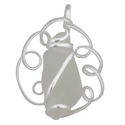 White Pompano Beach Glass Freeform Pendant | Charles Albert Jewelry