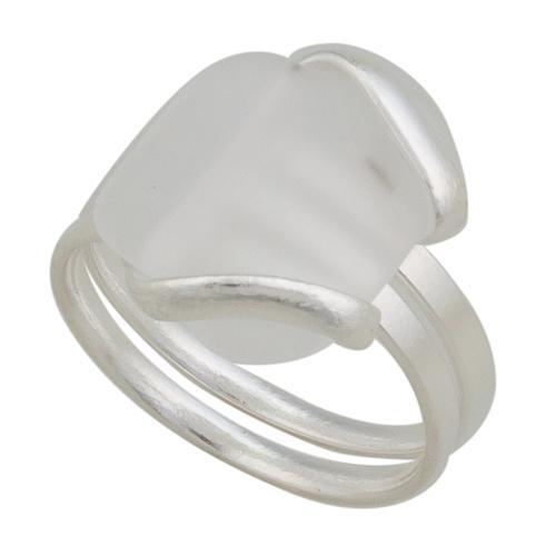 White Pompano Beach Glass Freeform Ring | Charles Albert Jewelry