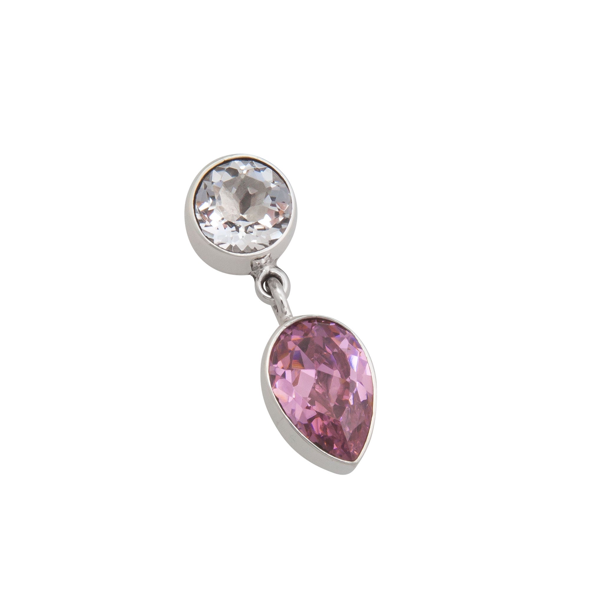 Charles Albert Jewelry - Adore Sterling Silver Quartz and Pink CZ Post Earrings