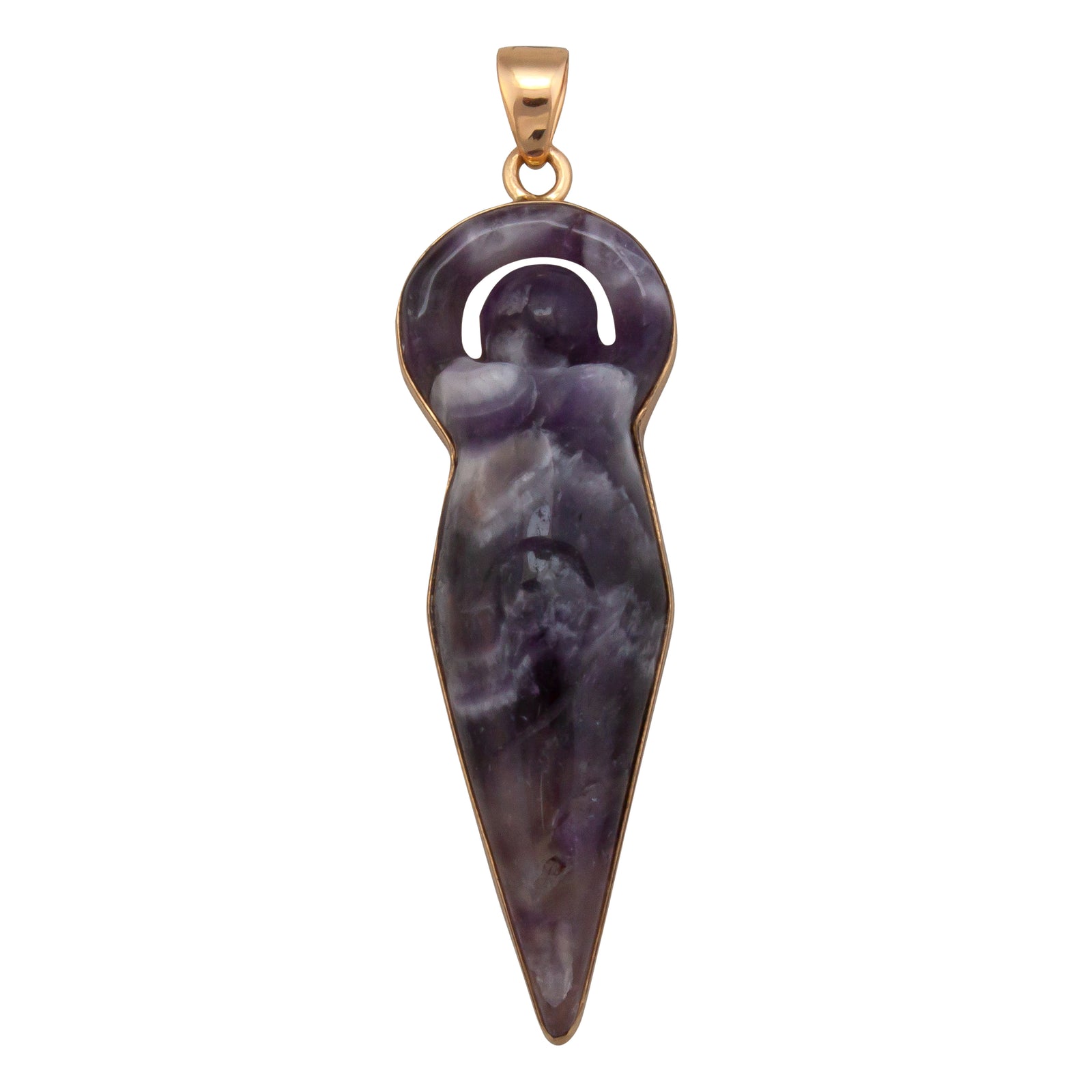 Charles Albert Jewelry - Alchemia Amethyst Carved Goddess Pendant - Front View