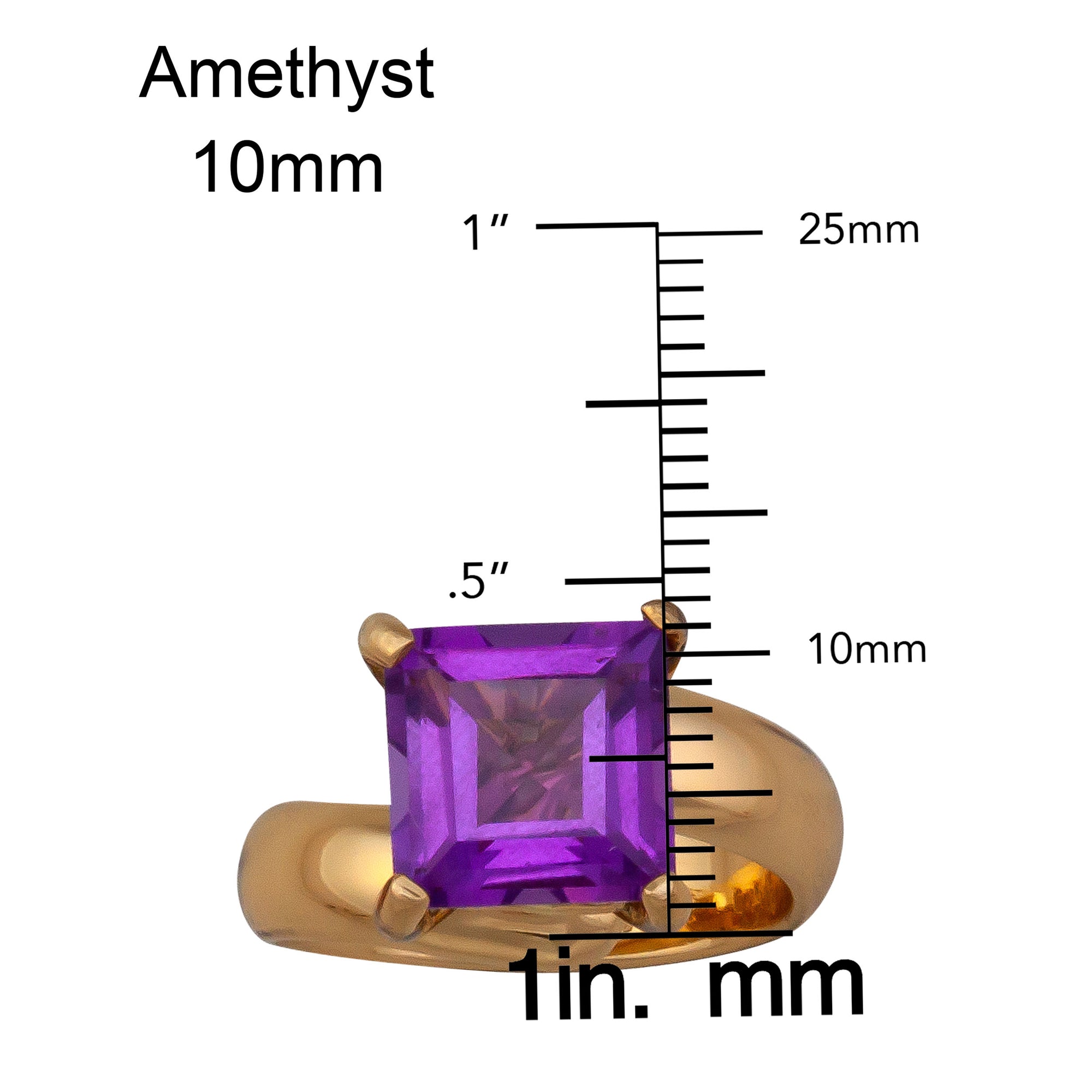 Charles Albert Jewelry - Alchemia Amethyst Prong Set Adjustable Ring - Measurements
