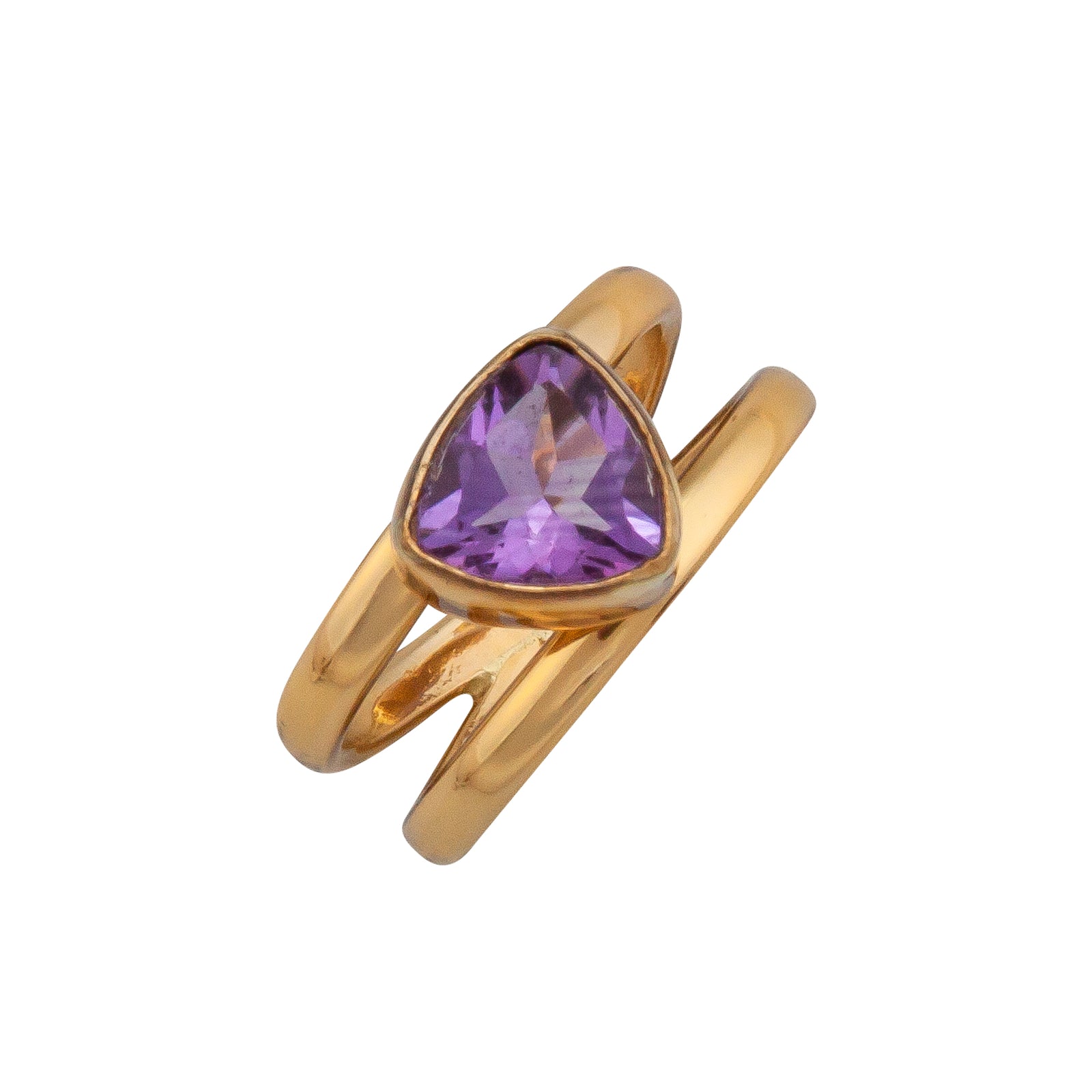 Charles Albert Jewelry - Alchemia Amethyst Trillion Double Band Cuff Ring - Front View