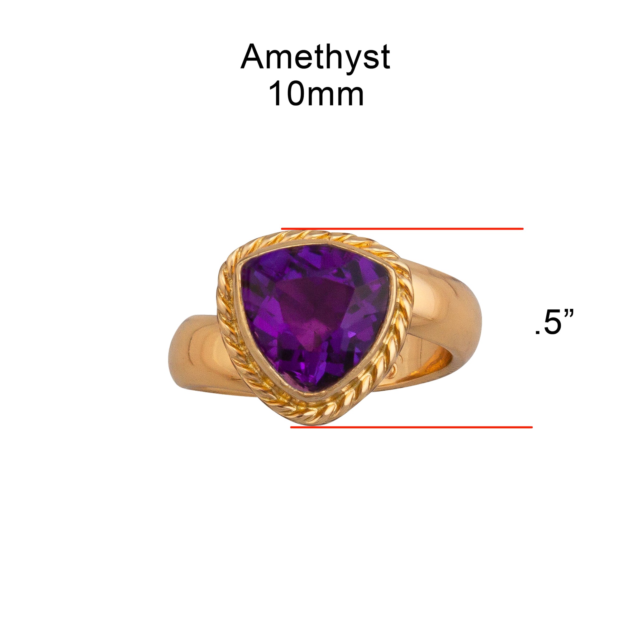 Charles Albert Jewelry - Alchemia Amethyst Trillion Rope Adjustable Ring - Measurements