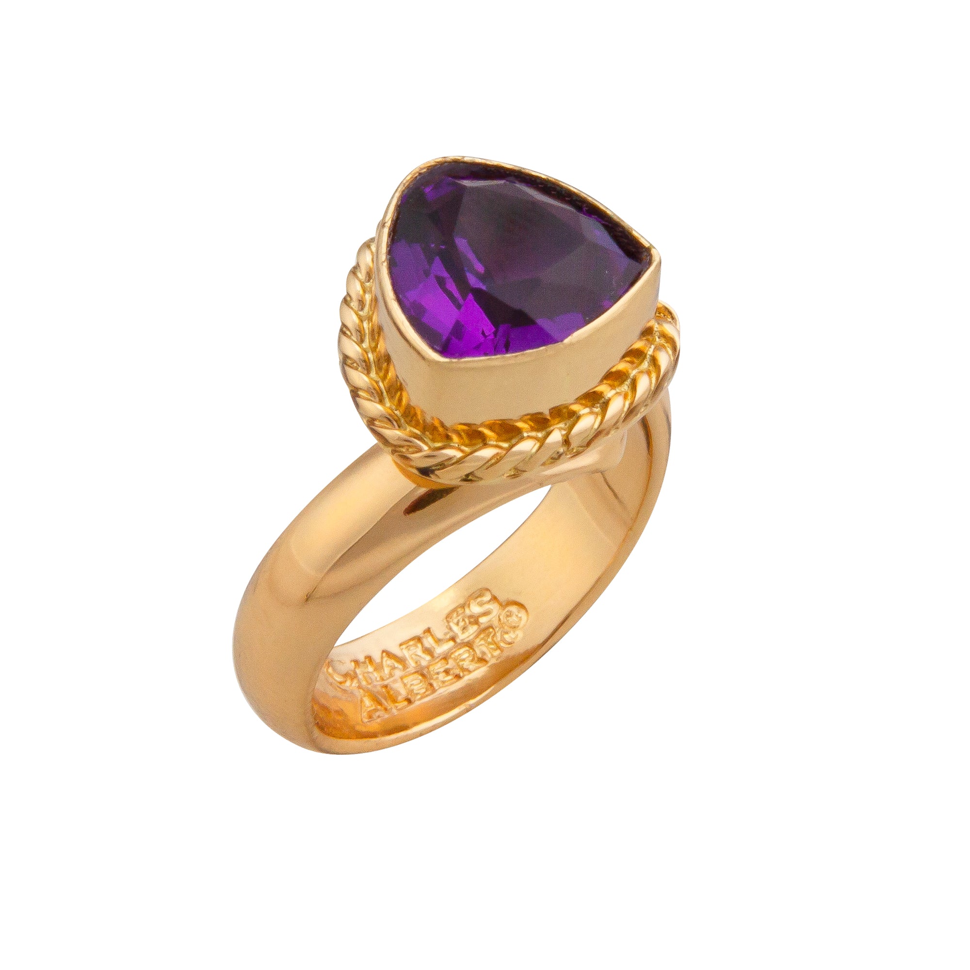 Charles Albert Jewelry - Alchemia Amethyst Trillion Rope Adjustable Ring - Side View
