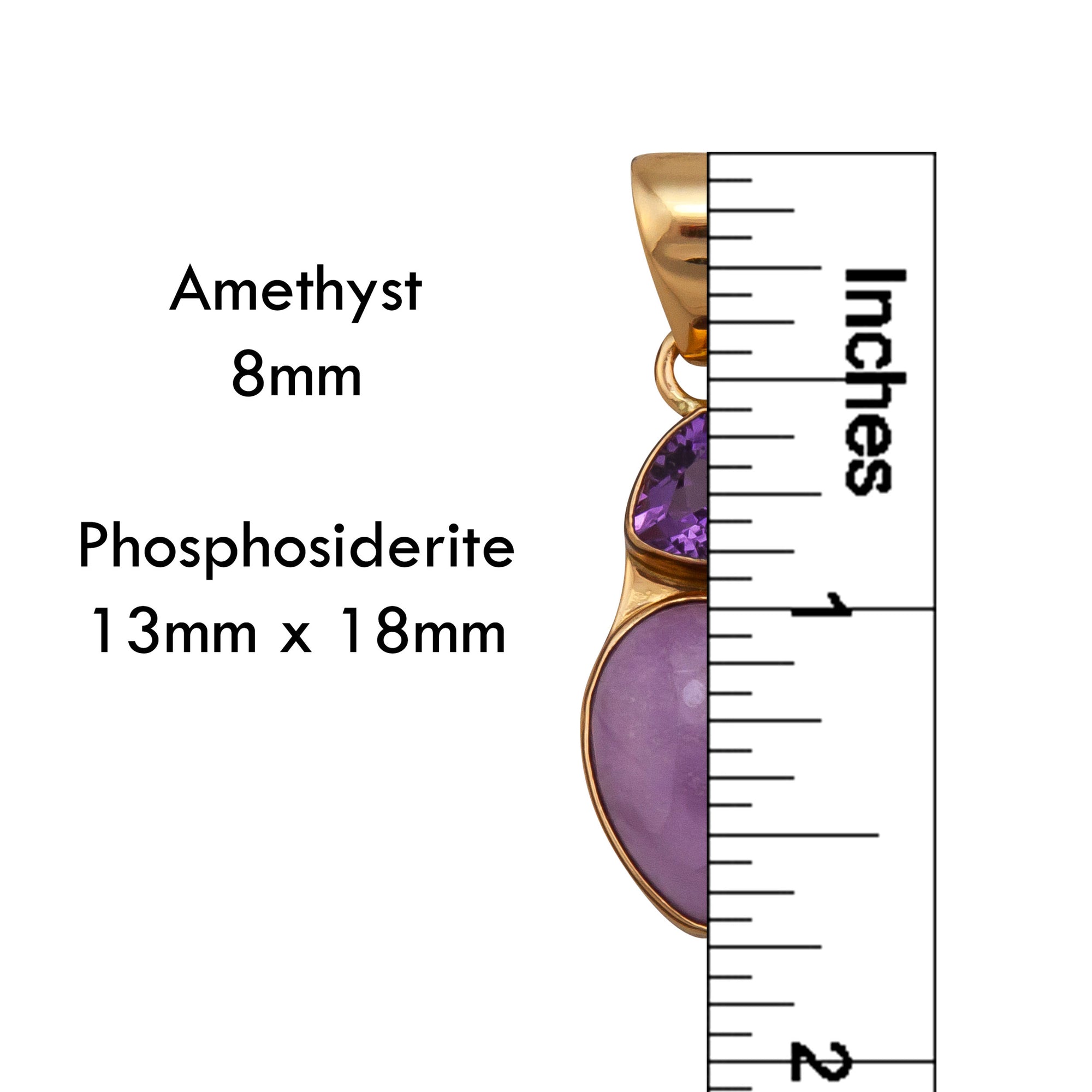 Charles Albert Jewelry - Alchemia Amethyst and Phosphosiderite Pendant - Measurements