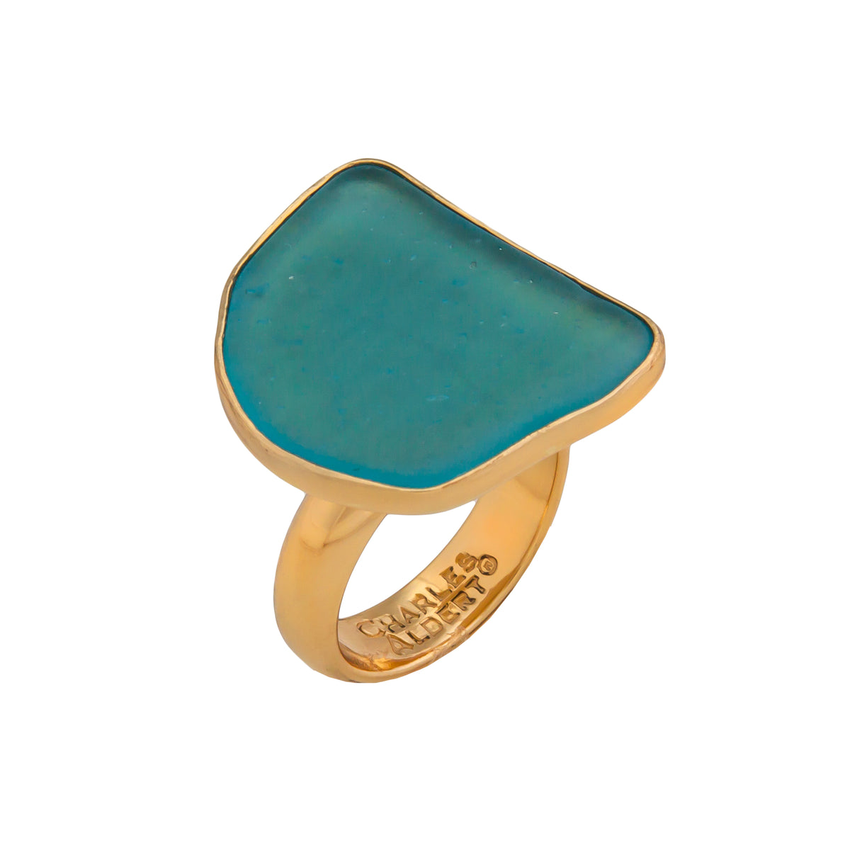Charles Albert Jewelry - Alchemia Aqua Recycled Glass Adjustable Ring - Side View