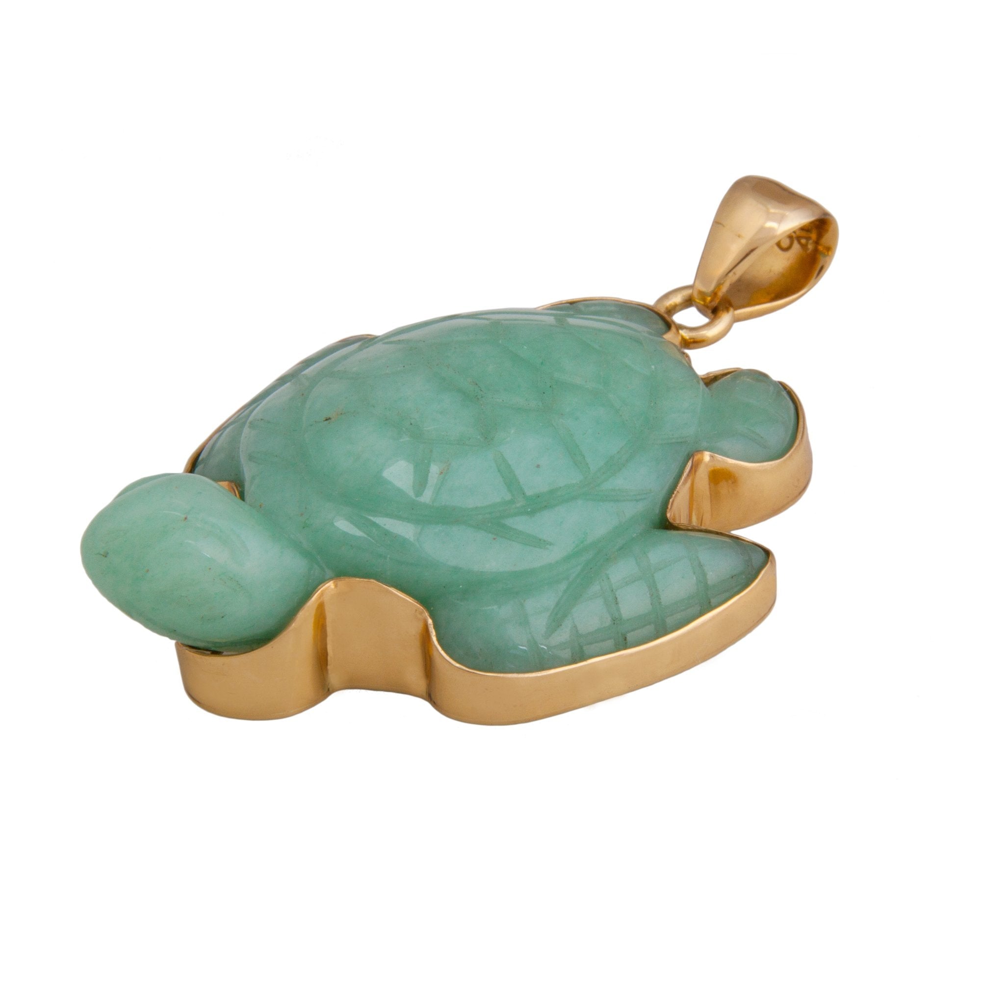 Charles Albert Jewelry - Alchemia Aventurine Sea Turtle Pendant - Side View