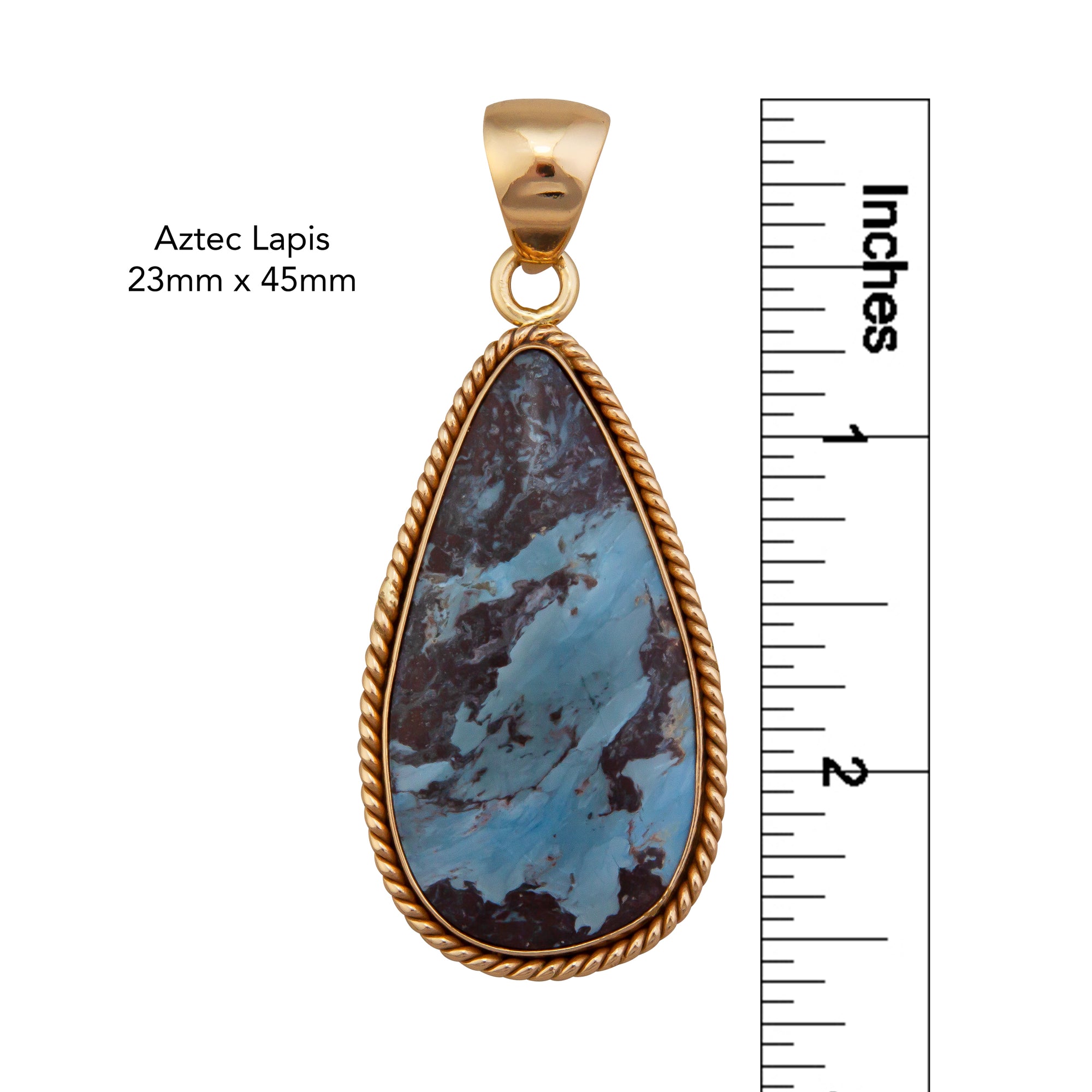 Charles Albert Jewelry - Alchemia Aztec Lapis Teardrop Rope Pendant - Measurements