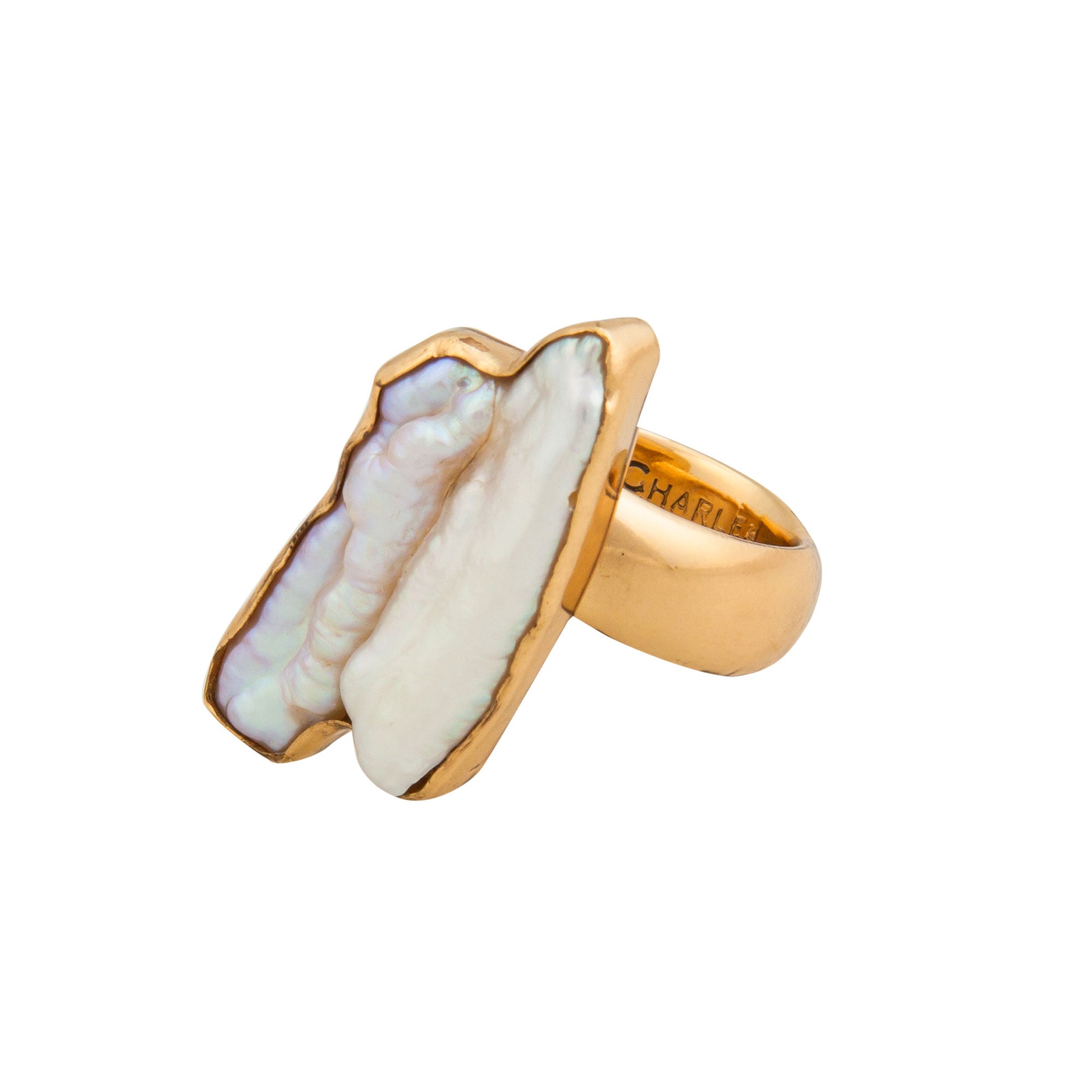 Charles Albert Jewelry - Alchemia Biwa Pearl Adjustable Ring - Side View