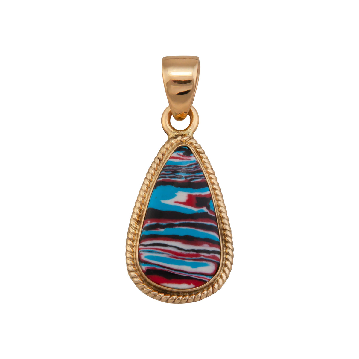Charles Albert Jewelry - Alchemia Blue Fordite Teardrop Rope Pendant - Front View