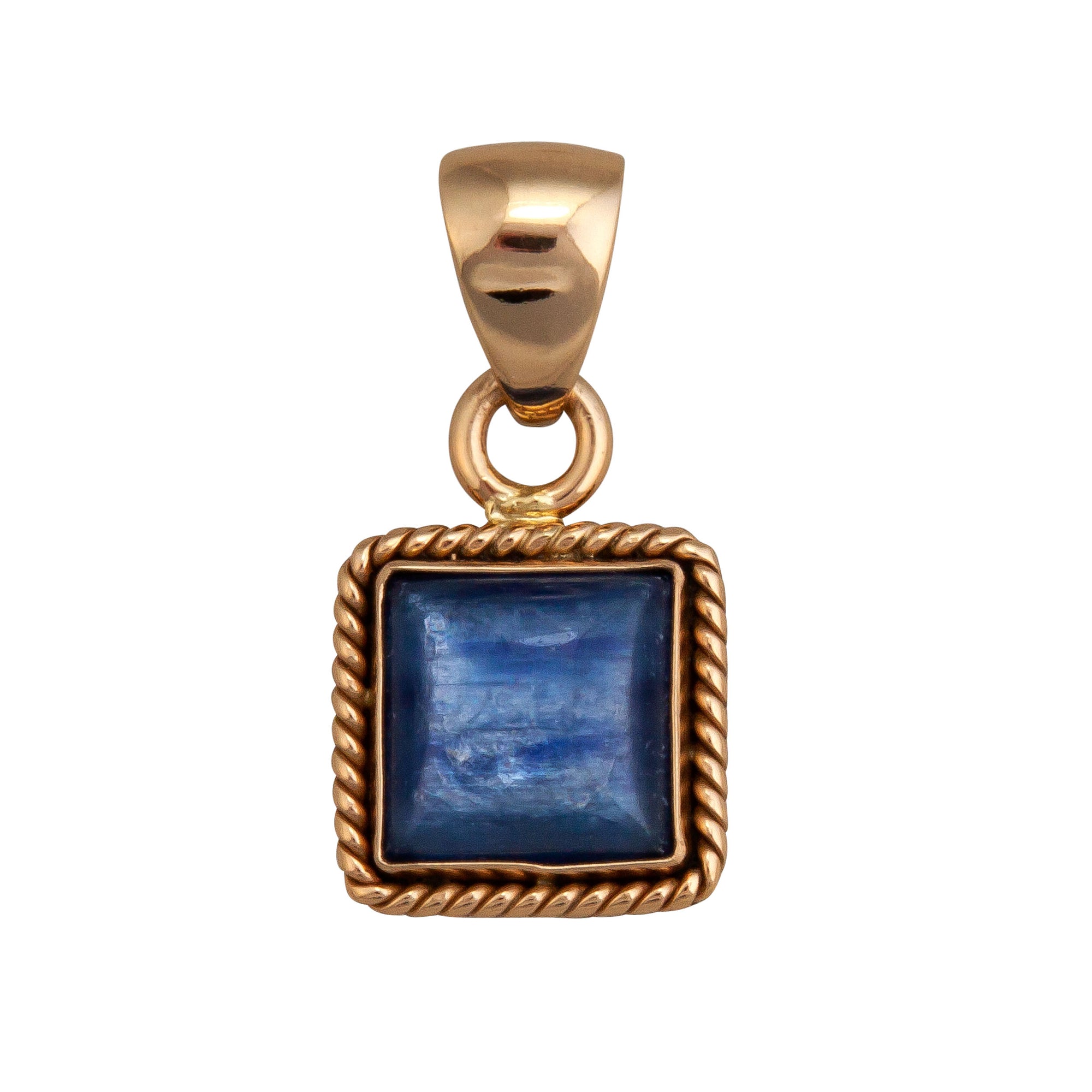 Charles Albert Jewelry - Alchemia Kyanite Square Pendant with Rope Edge - Front View