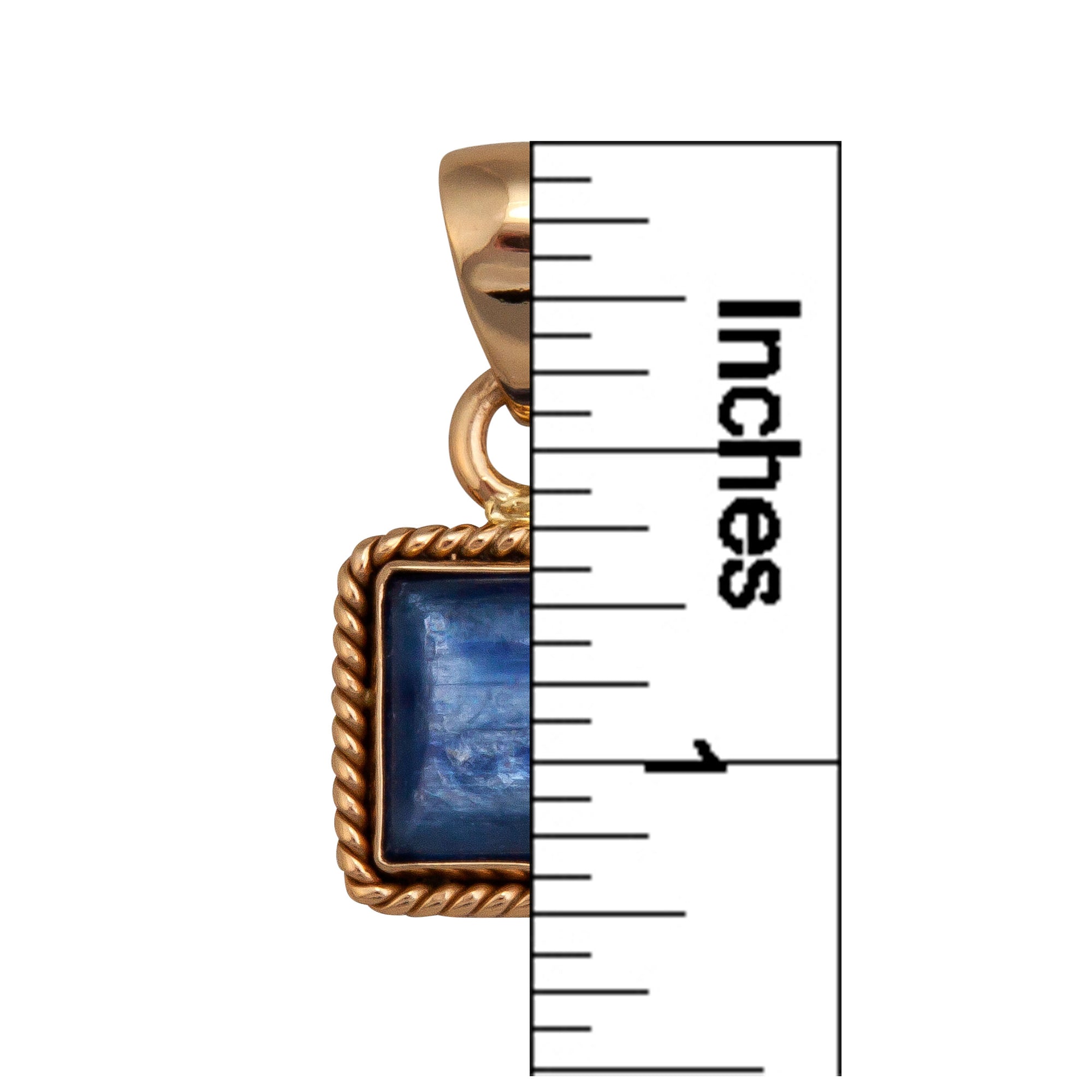 Charles Albert Jewelry - Alchemia Kyanite Square Pendant with Rope Edge - Measurements