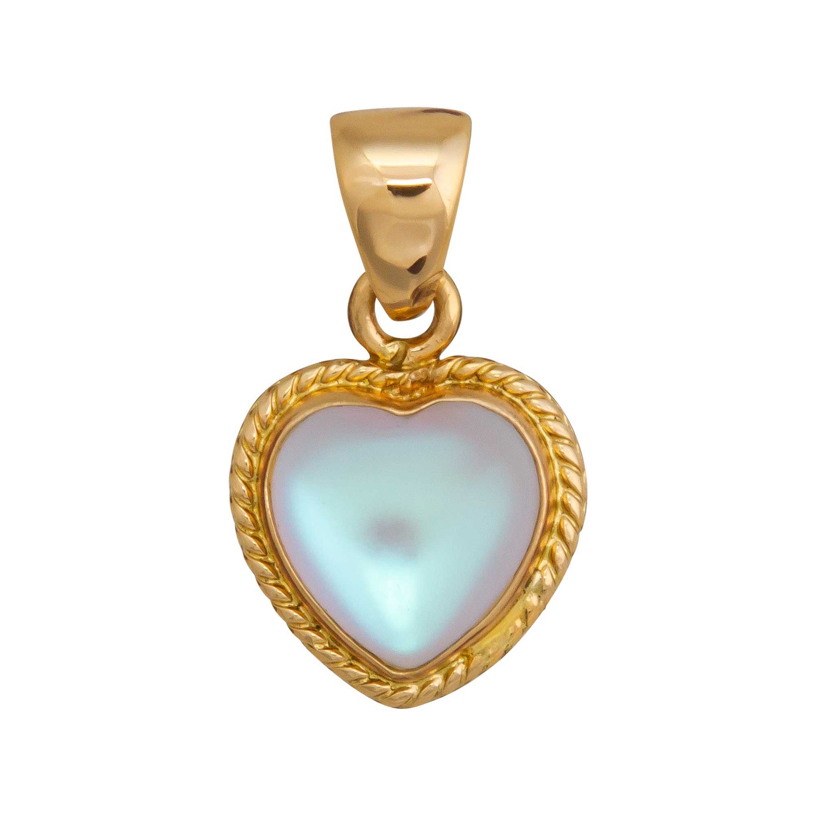 Charles Albert Jewelry - Alchemia Luminite Petite Heart Pendant with Rope Detail - Front View