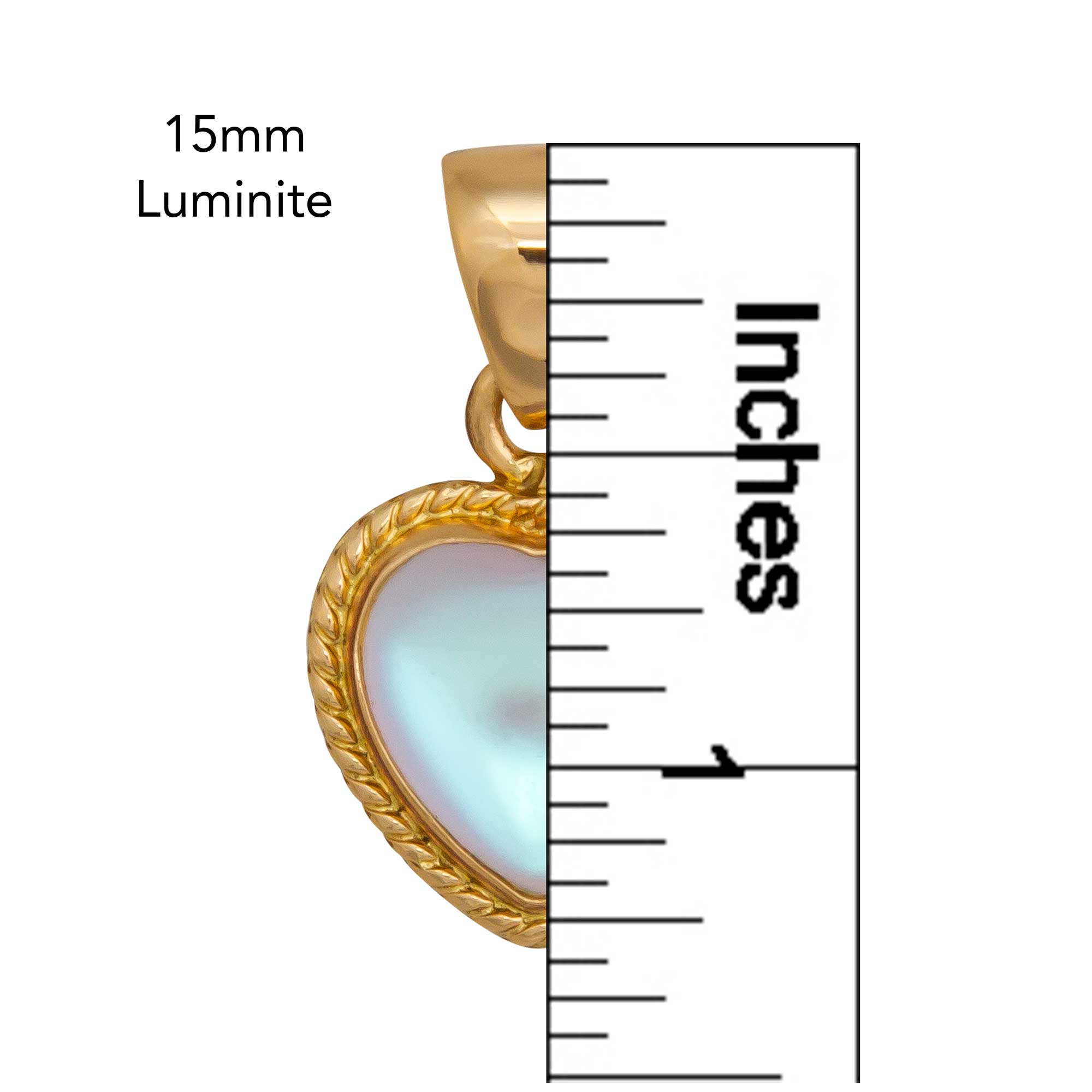 Charles Albert Jewelry - Alchemia Luminite Petite Heart Pendant with Rope Detail - Measurements
