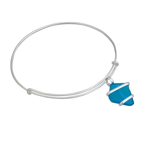 Charles Albert Jewelry - Blue Pompano Beach Glass Adjustable Charm Bangle - Front View