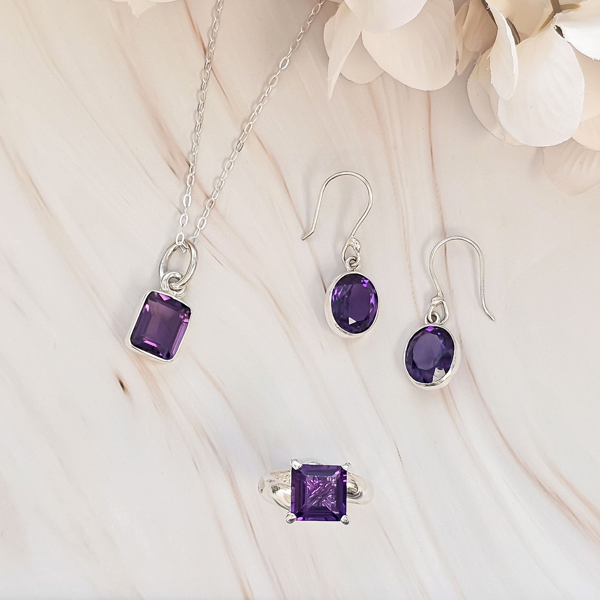 Sterling Silver Amethyst Set