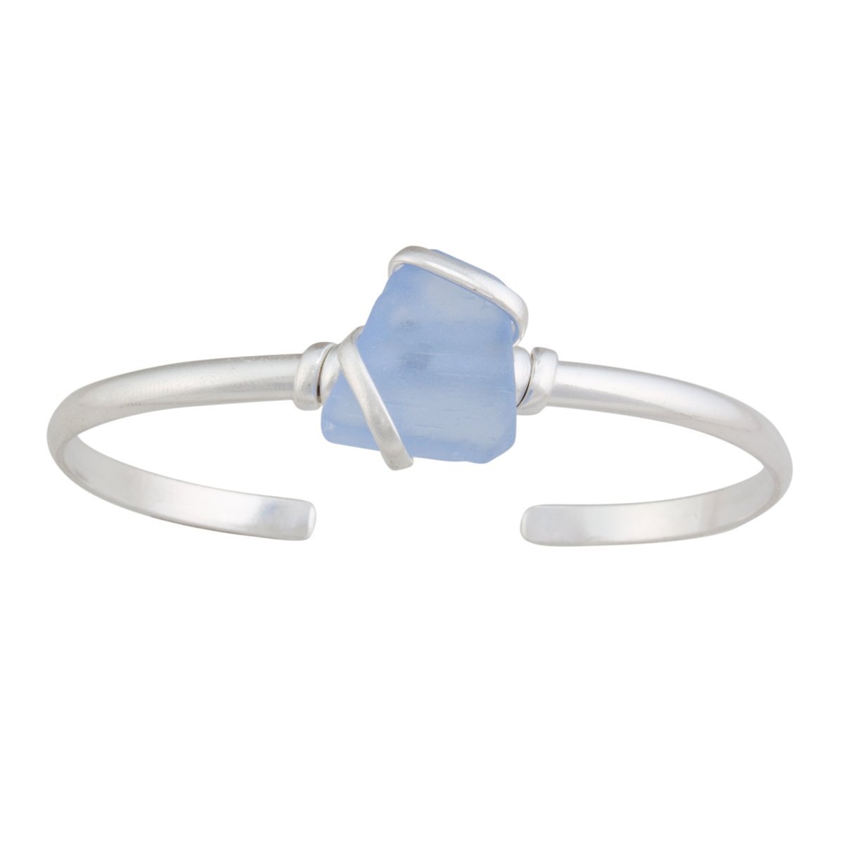 Charles Albert Jewelry - Carolina Blue Pompano Beach Glass Mini Cuff - Front View
