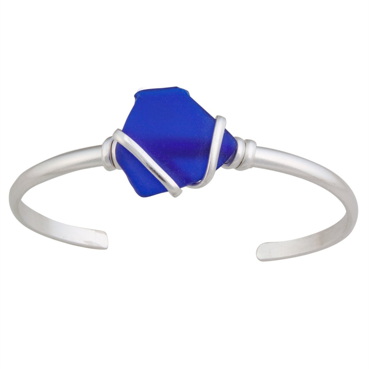 Charles Albert Jewelry - Cobalt Blue Pompano Beach Glass Mini Cuff - Front View