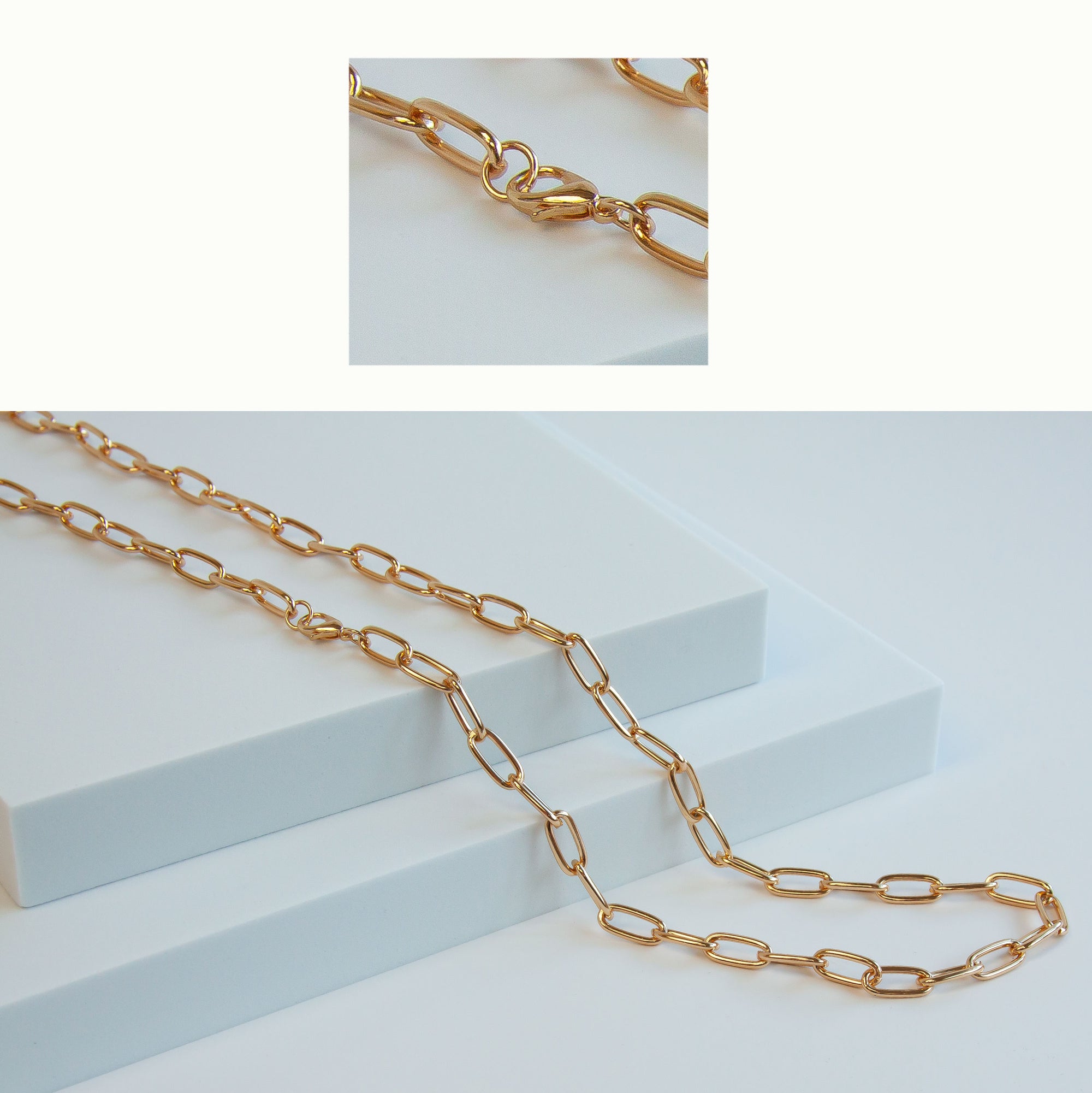 Charles Albert Jewelry - Gold Tone Base Metal Paperclip Chain with Lobster Claw Clasp