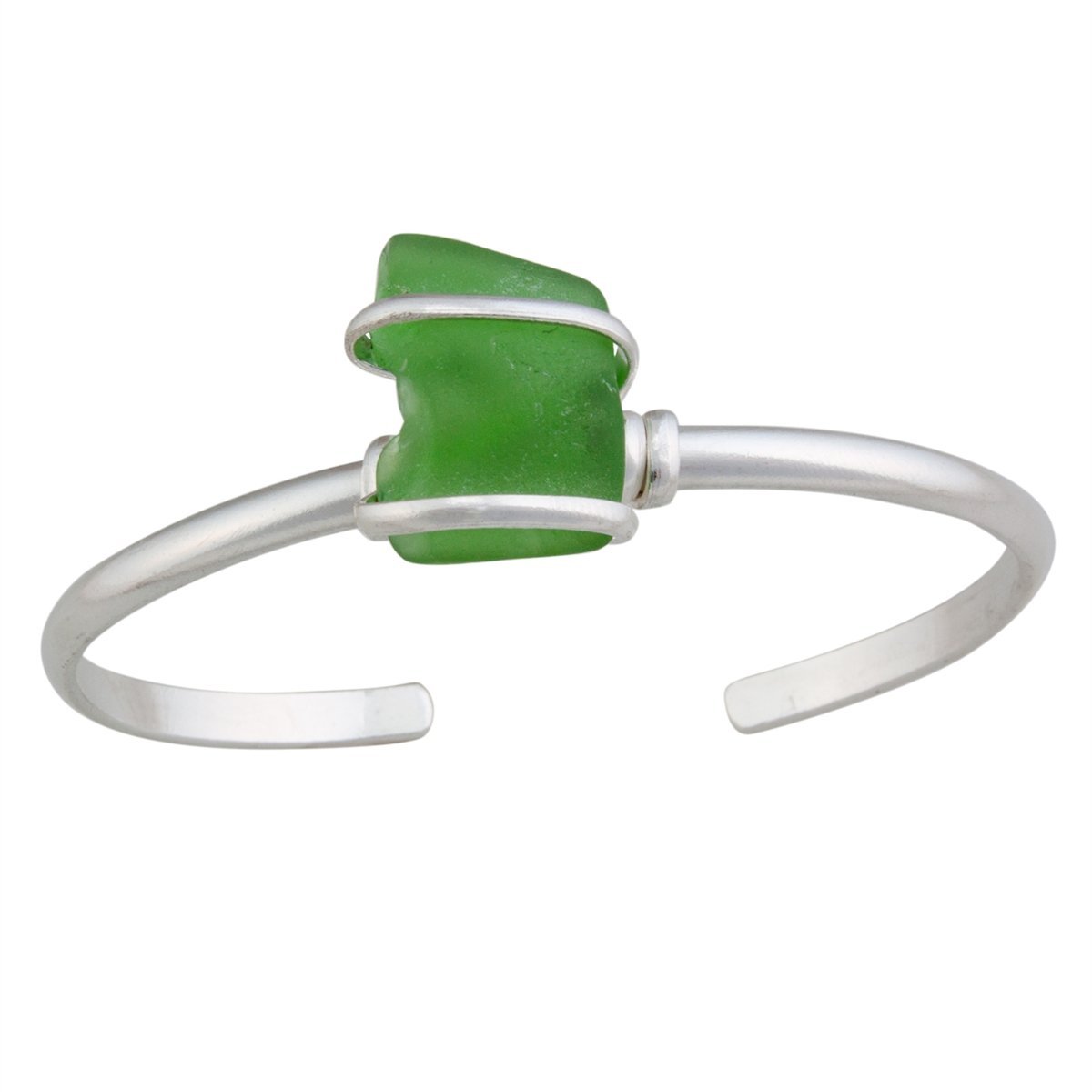 Charles Albert Jewelry - Green Pompano Beach Glass Mini Cuff - Front View
