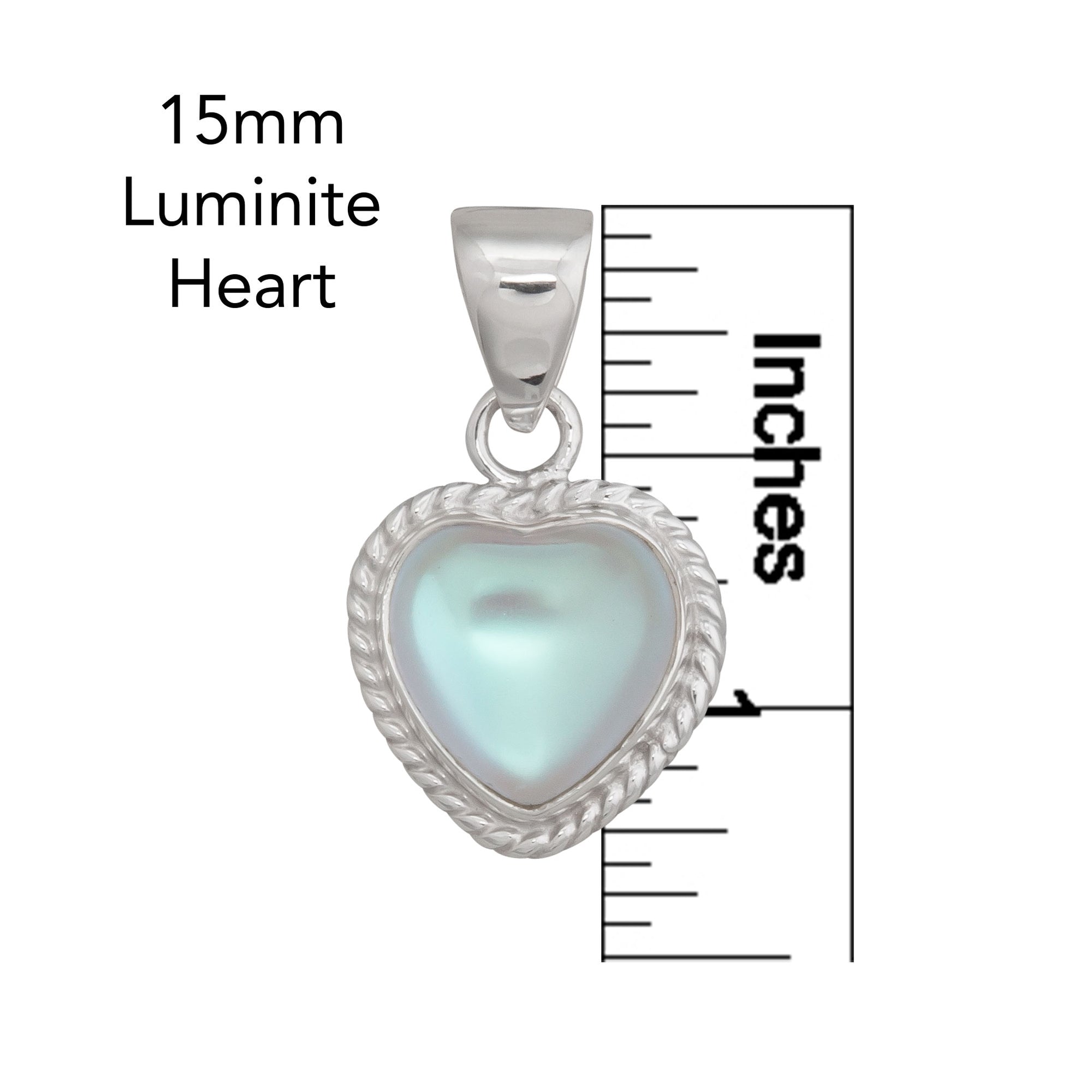 Charles Albert Jewelry - Heartthrob Sterling Silver Petite Luminite Rope Pendant - Measurements