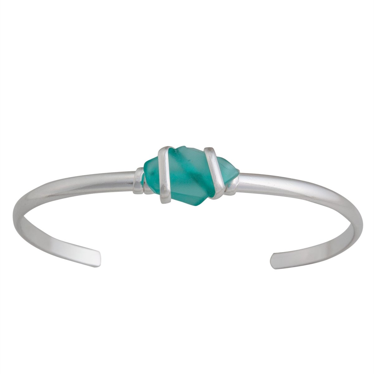 Charles Albert Jewelry - Mint Pompano Beach Glass Mini Cuff - Front View