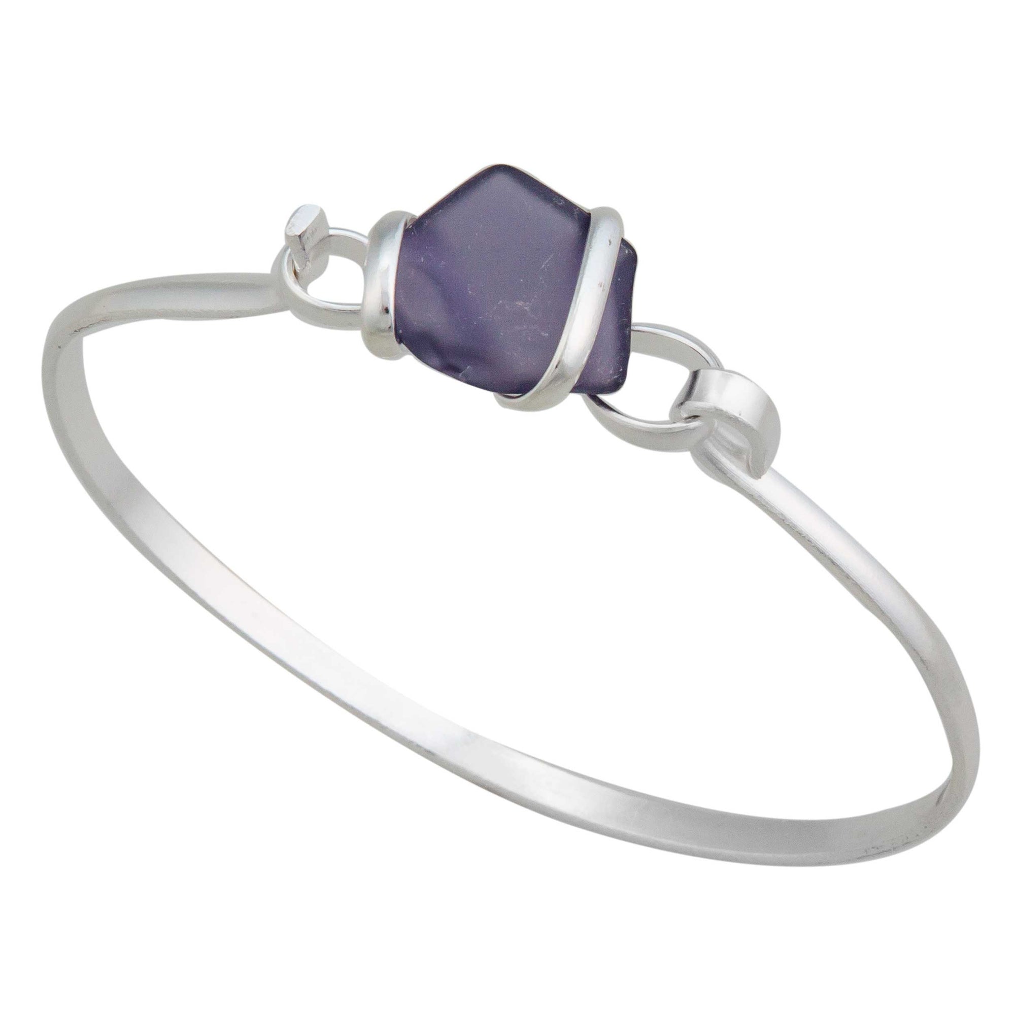 Charles Albert Jewelry - Purple Pompano Beach Glass Bangle with Latch - Front View