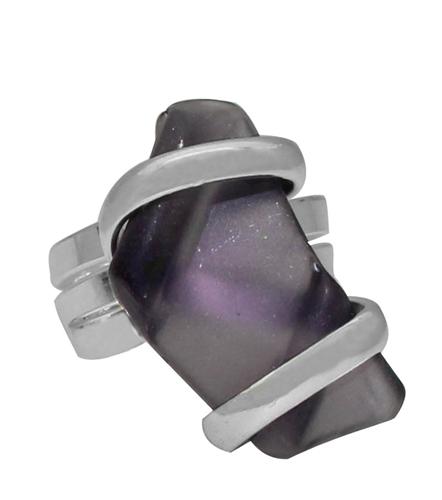 Charles Albert Jewelry - Purple Pompano Beach Glass Freeform Ring - Back View