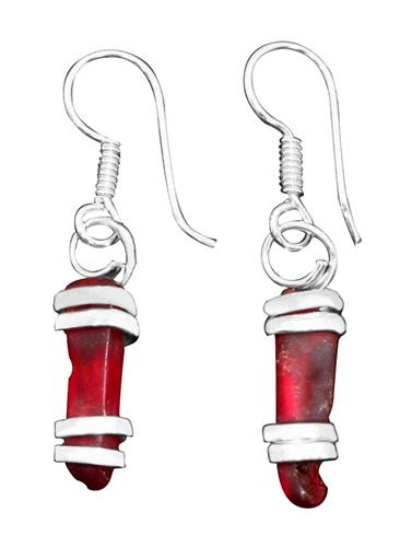 Charles Albert Jewelry - Red Pompano Beach Glass Freeform Drop Earrings - Back View