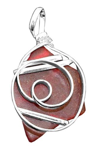Charles Albert Jewelry - Red Pompano Beach Glass Freeform Pendant - Back View